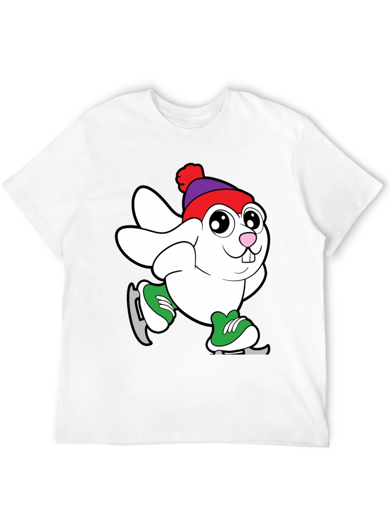 Skating Bunny Graphic Tee - Black T-Shirt