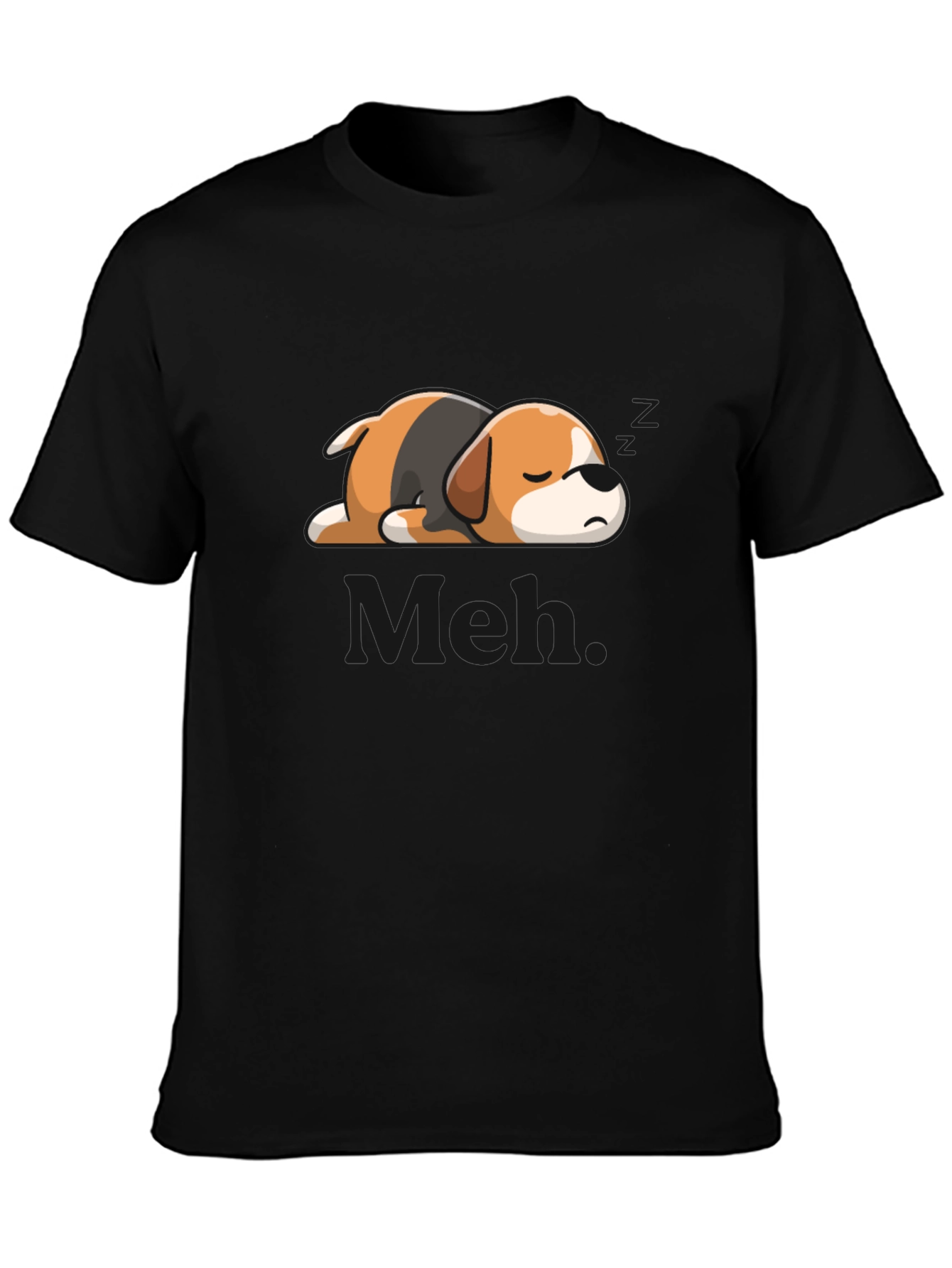 Mens Meh Lazy Sleeping Dog Graphic T-Shirt