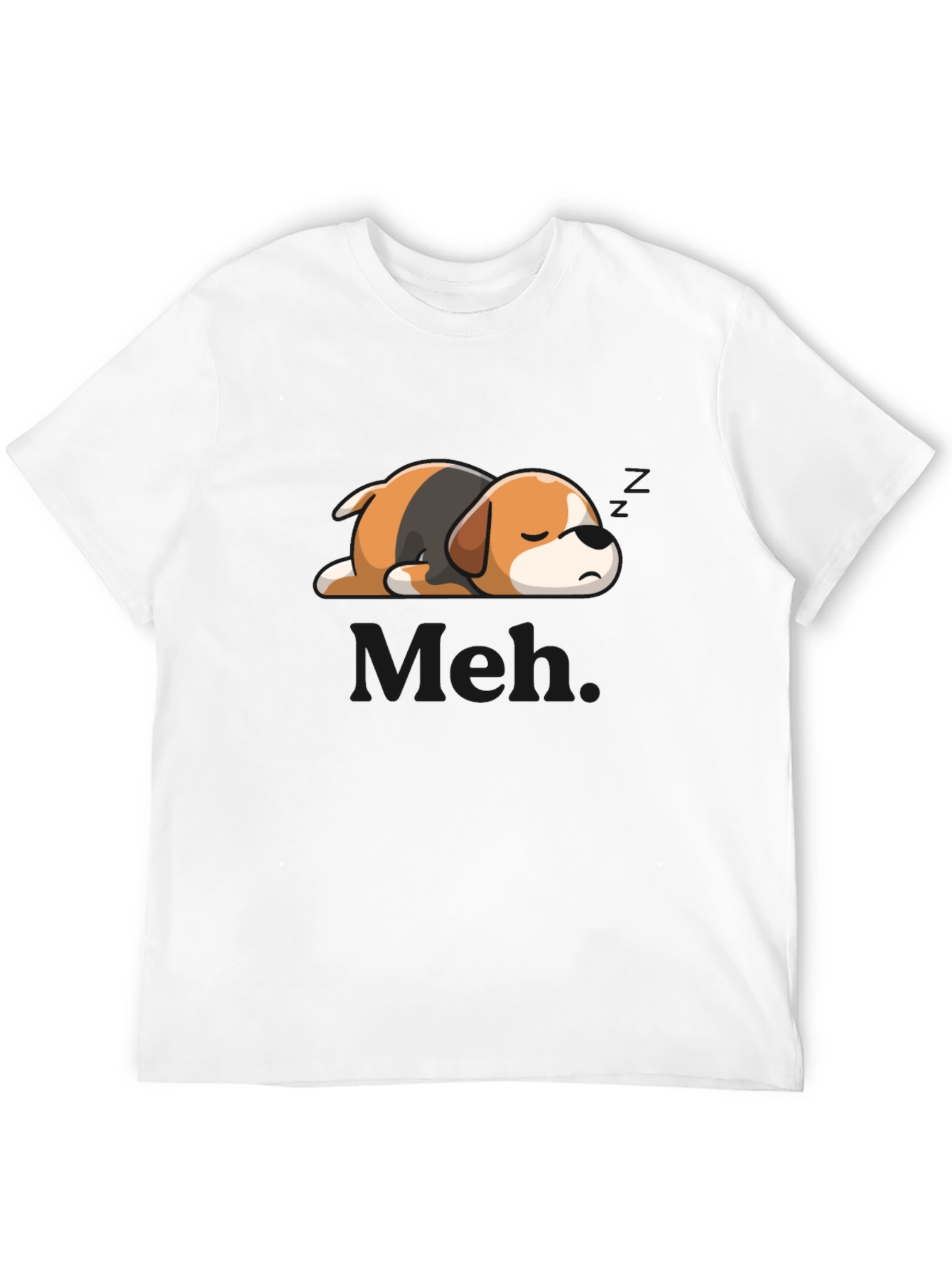 Mens Meh Lazy Sleeping Dog Graphic T-Shirt