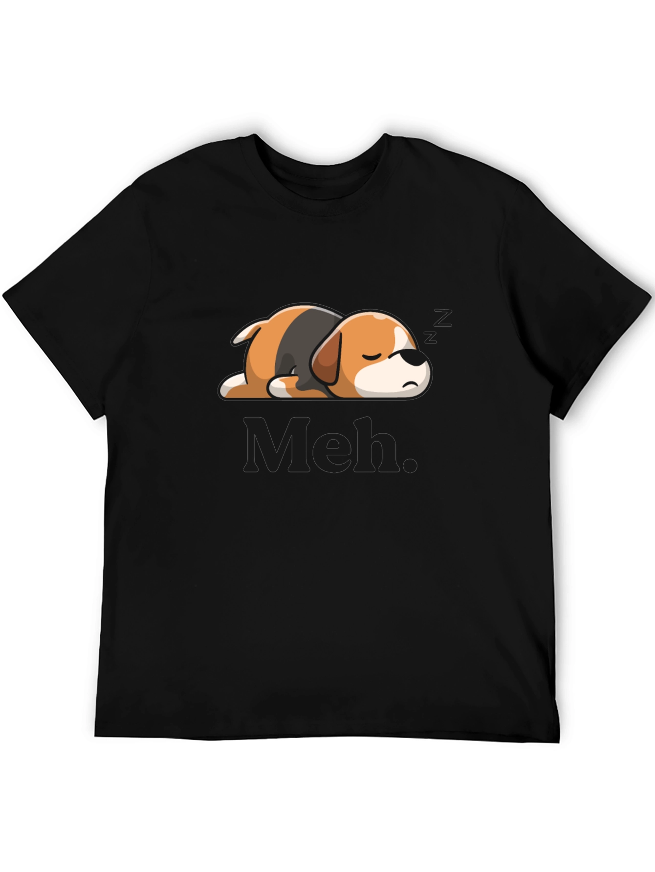 Mens Meh Lazy Sleeping Dog Graphic T-Shirt