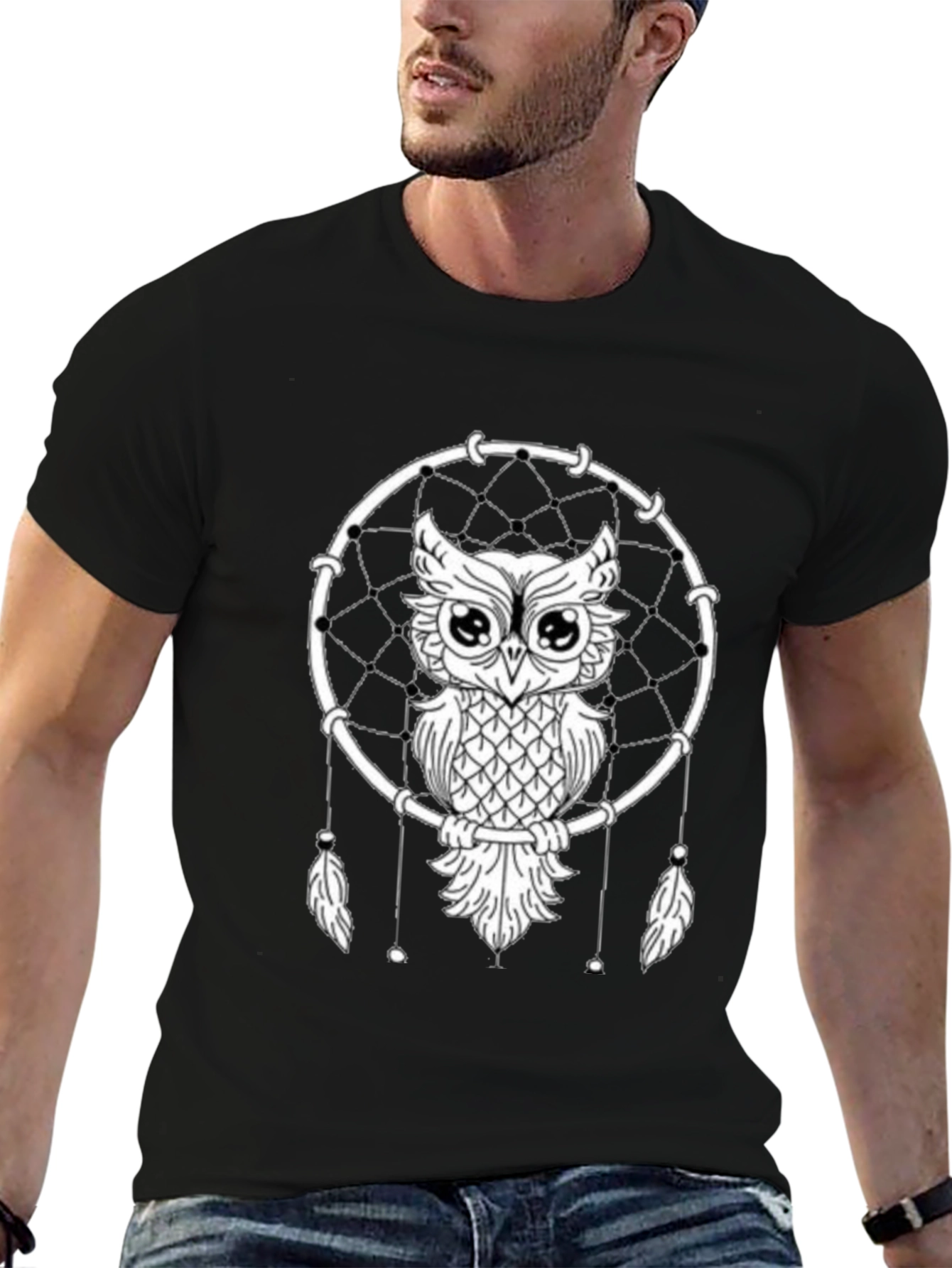 Owl Dreamcatcher Graphic Tee - Unisex Black T-Shirt