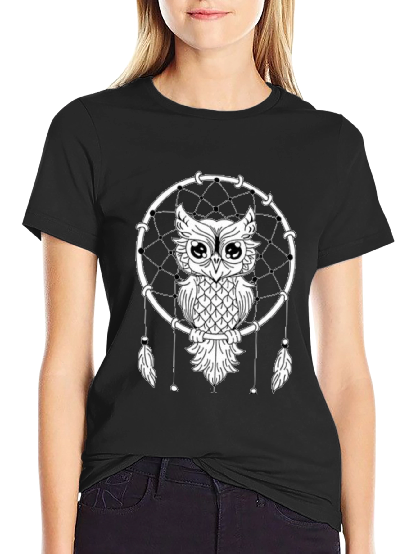 Owl Dreamcatcher Graphic Tee - Unisex Black T-Shirt