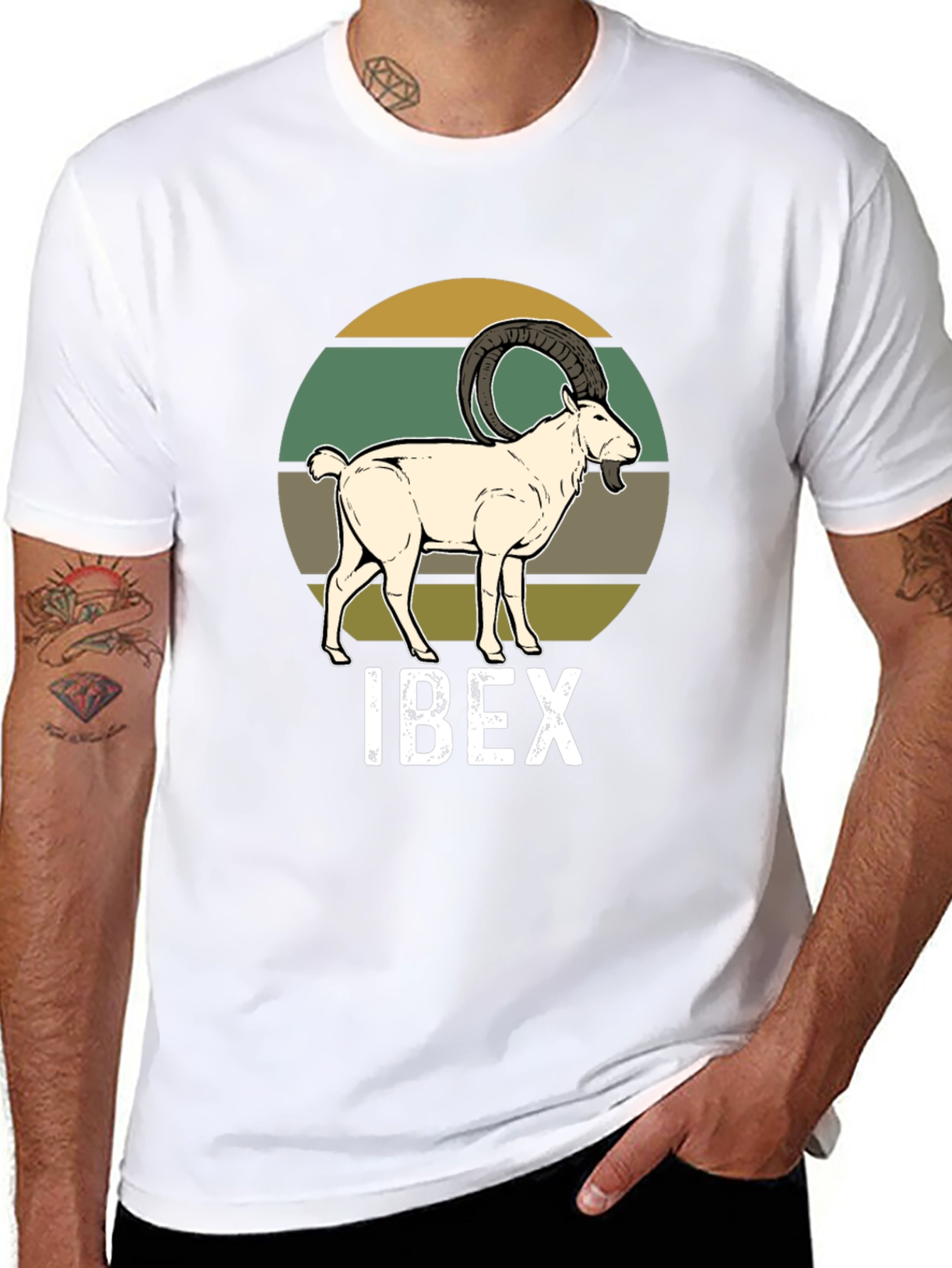 Ibex Graphic Tee - Retro Animal Print T-Shirt