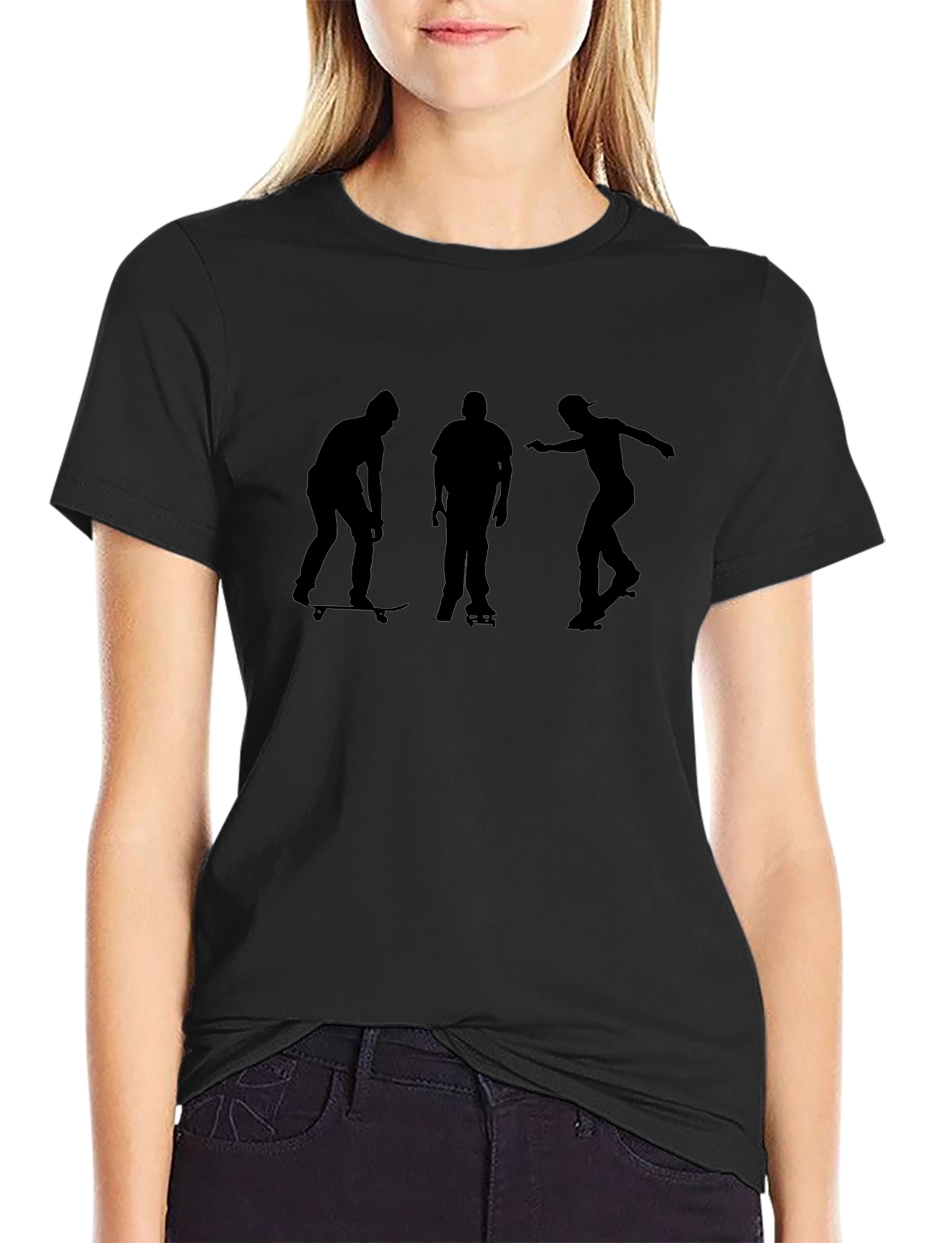 Skateboarding Silhouette Graphic Tee - Black