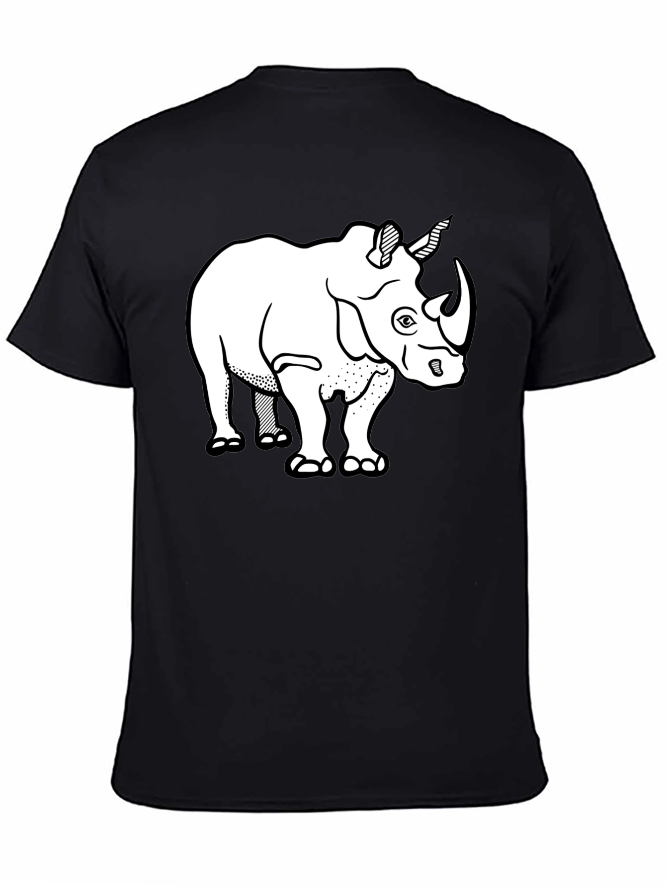 Rhino Graphic Tee - Black Cotton Casual T-Shirt