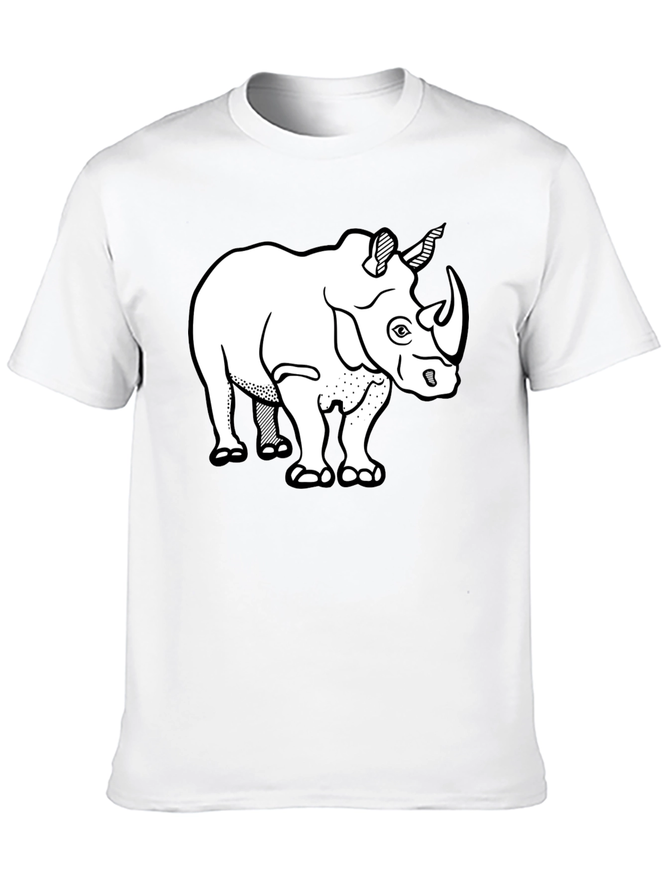 Rhino Graphic Tee - Black Cotton Casual T-Shirt