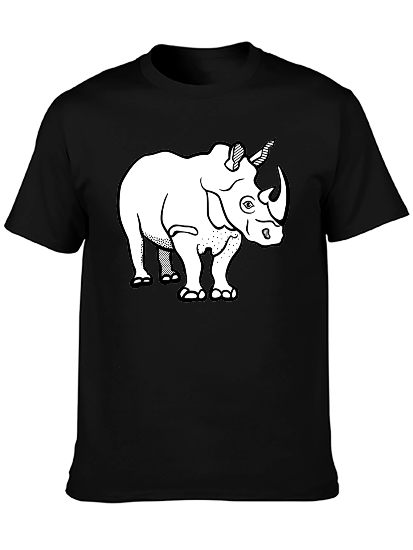 Rhino Graphic Tee - Black Cotton Casual T-Shirt