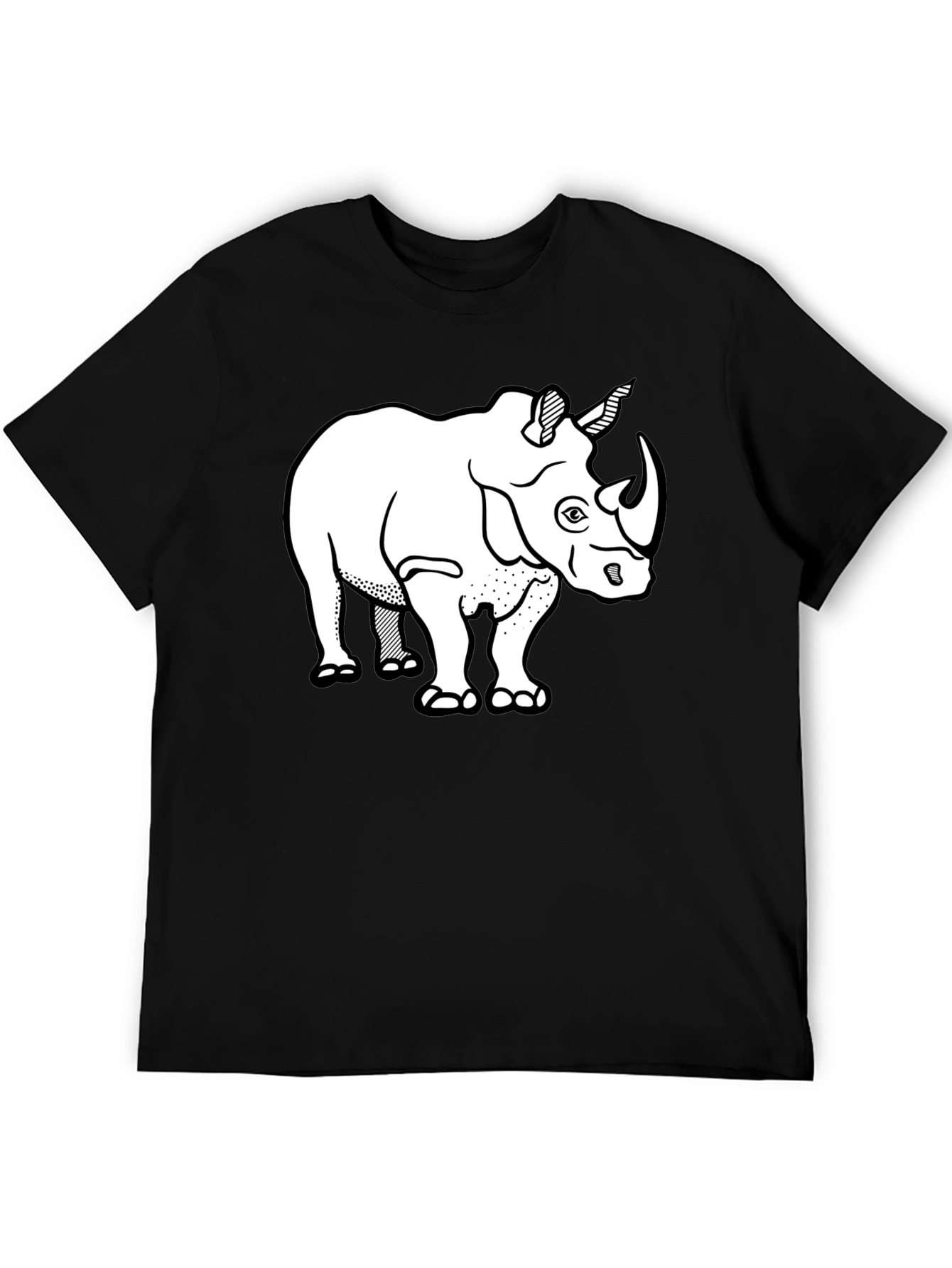 Rhino Graphic Tee - Black Cotton Casual T-Shirt