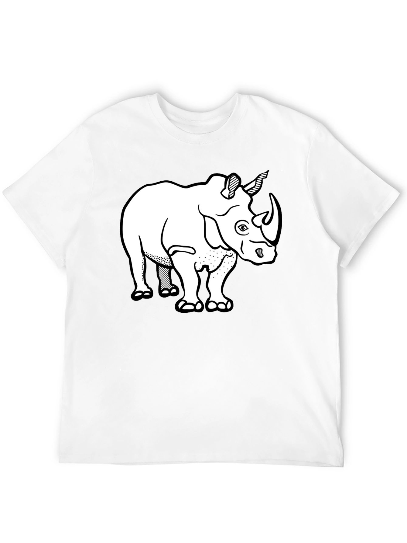 Rhino Graphic Tee - Black Cotton Casual T-Shirt
