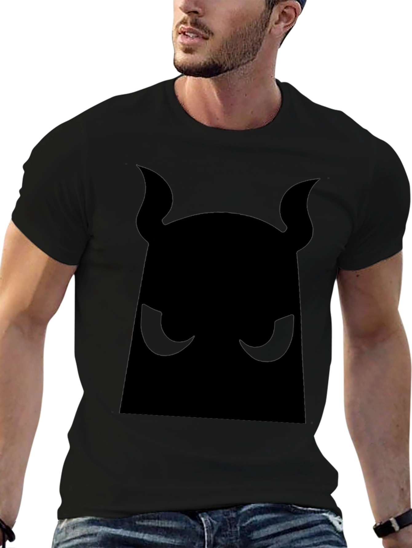 Bold Black Graphic Tee - Devil Silhouette