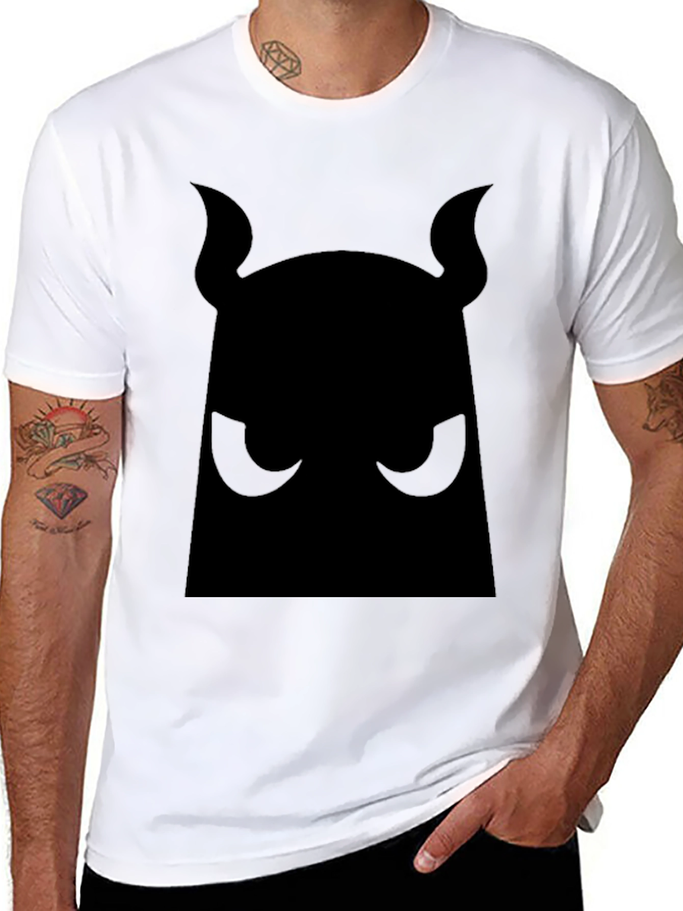 Bold Black Graphic Tee - Devil Silhouette