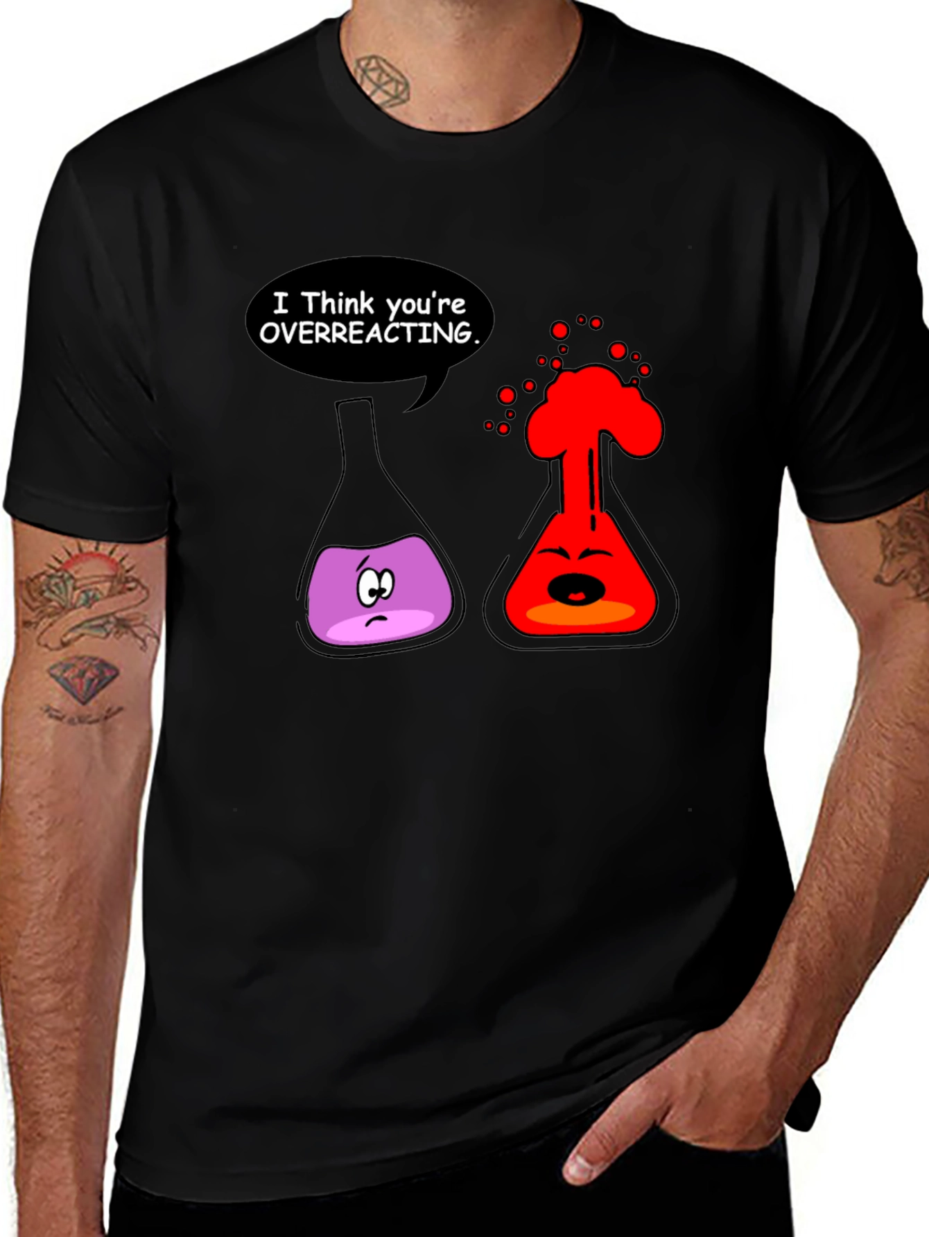 Chemistry Humor T-Shirt: Overreacting Flasks