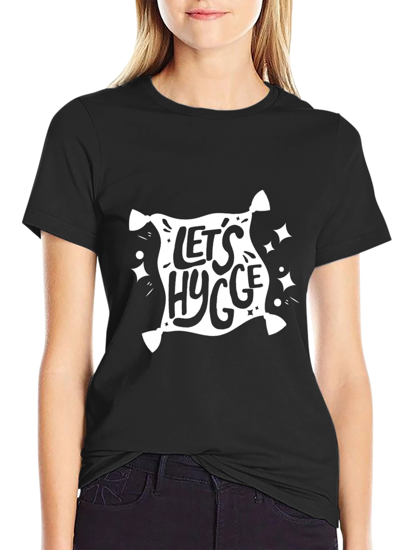 Lets Hygge Black Graphic Tee - Cozy & Stylish