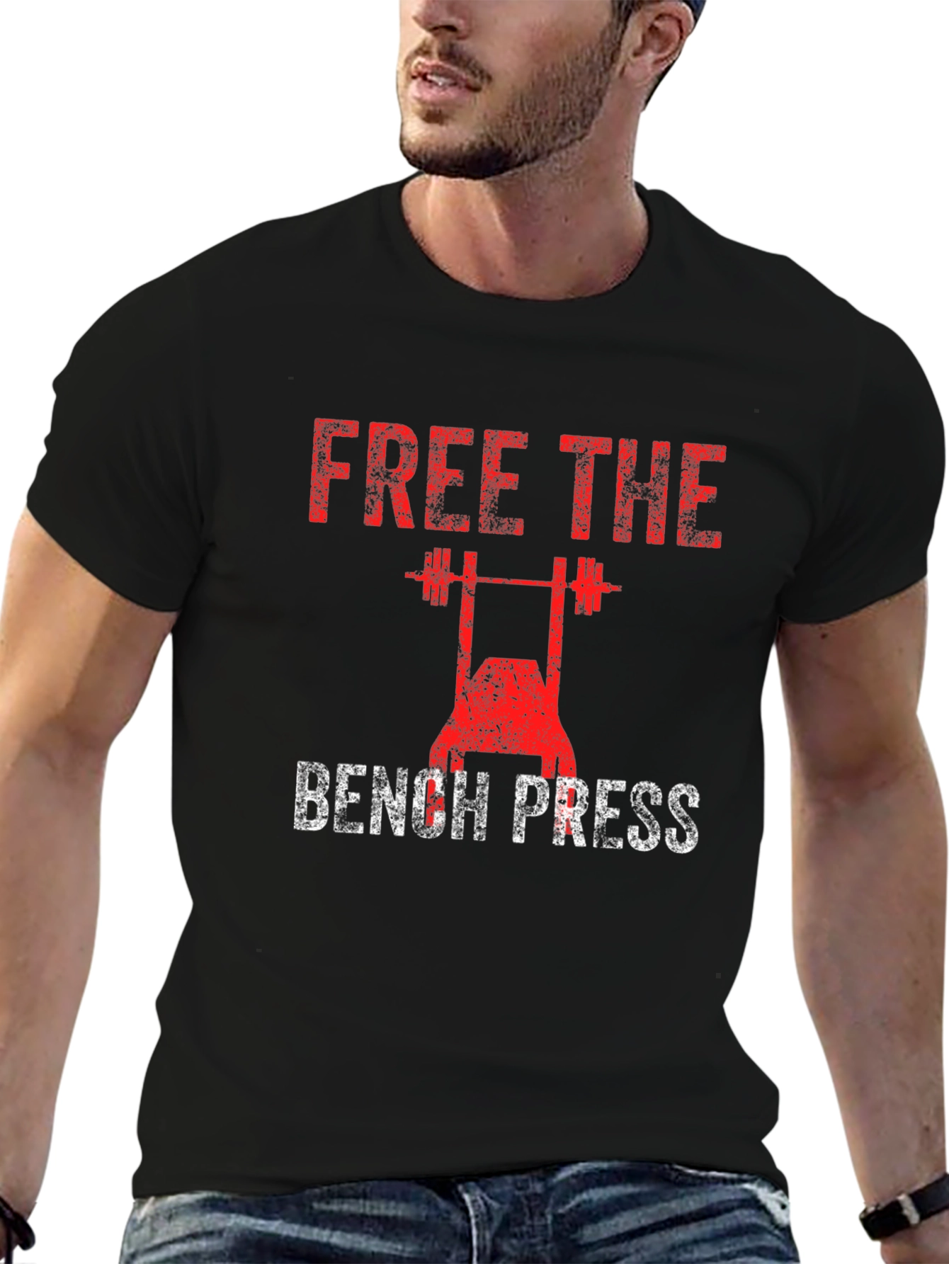 Free The Bench Press Black Graphic T-Shirt