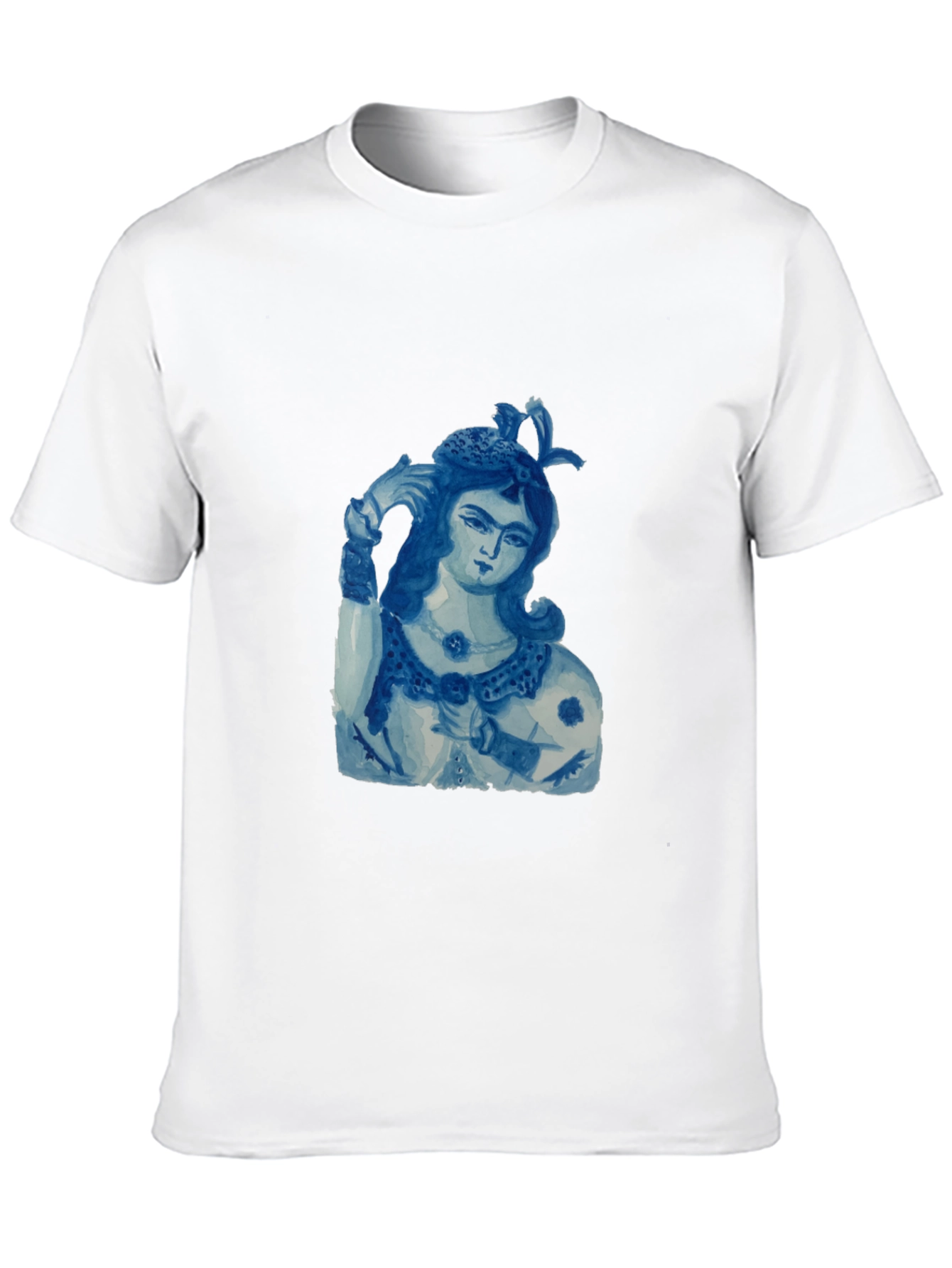 Blue China Lady Graphic Tee - Soft Black Cotton