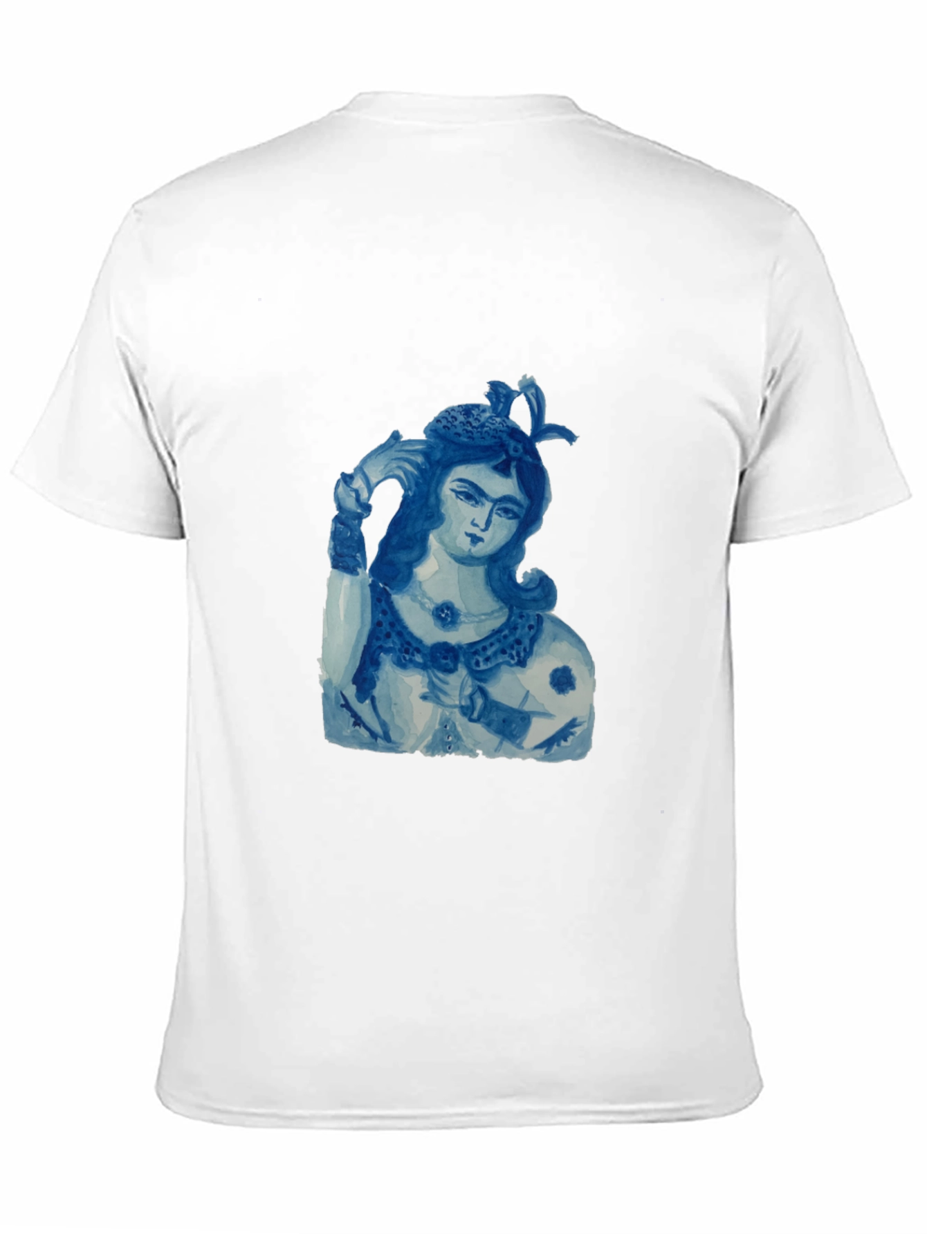 Blue China Lady Graphic Tee - Soft Black Cotton