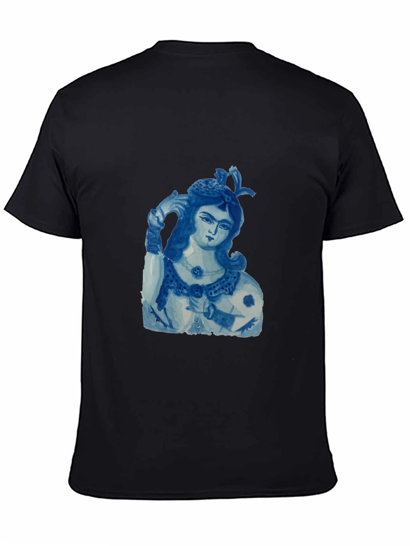 Blue China Lady Graphic Tee - Soft Black Cotton
