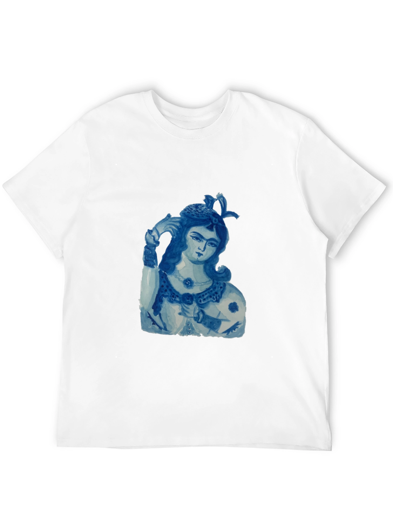 Blue China Lady Graphic Tee - Soft Black Cotton