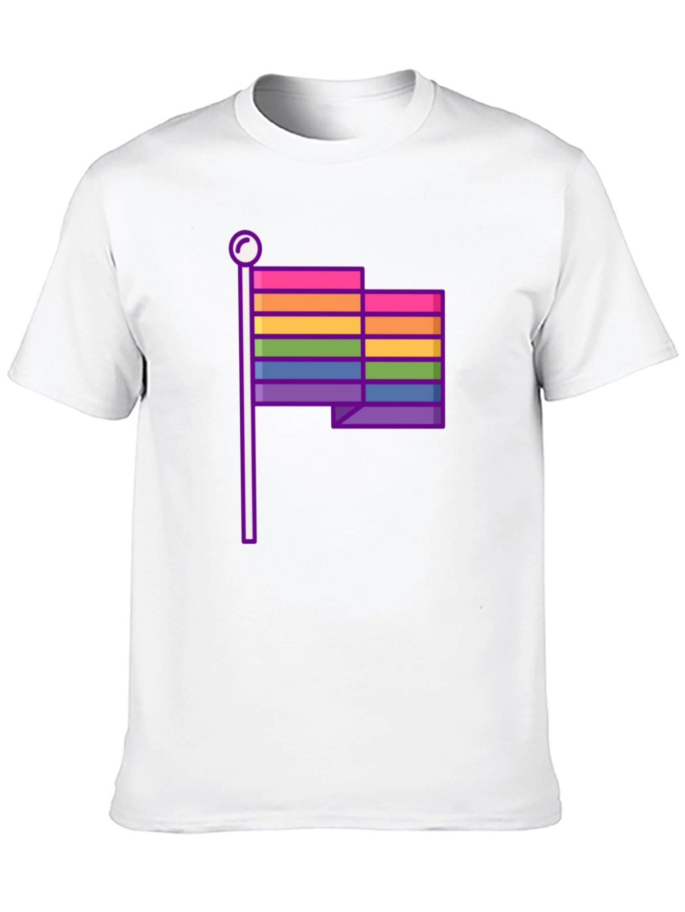 Pride Flag Graphic Tee - Black Cotton Casual T-Shirt