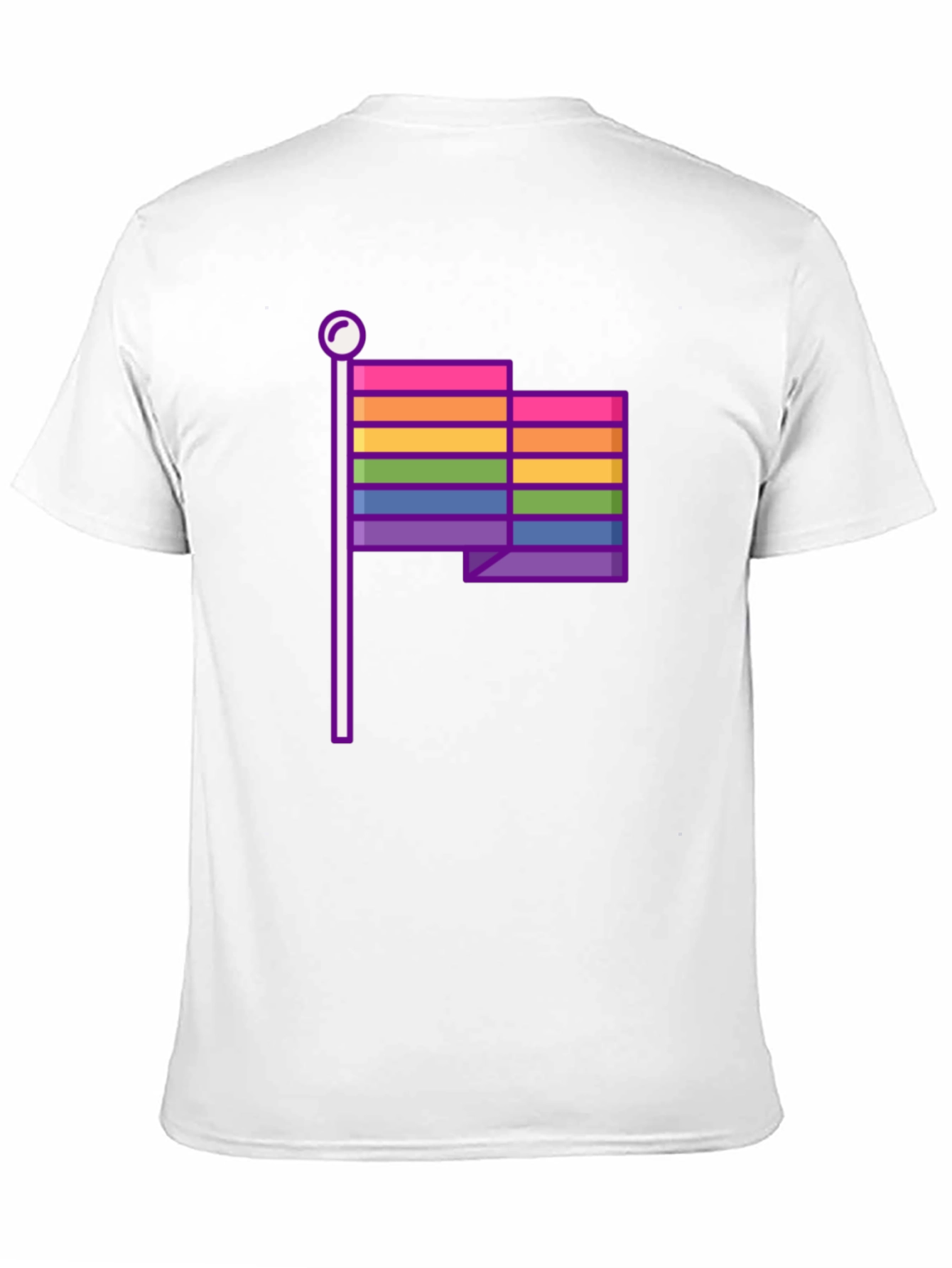Pride Flag Graphic Tee - Black Cotton Casual T-Shirt