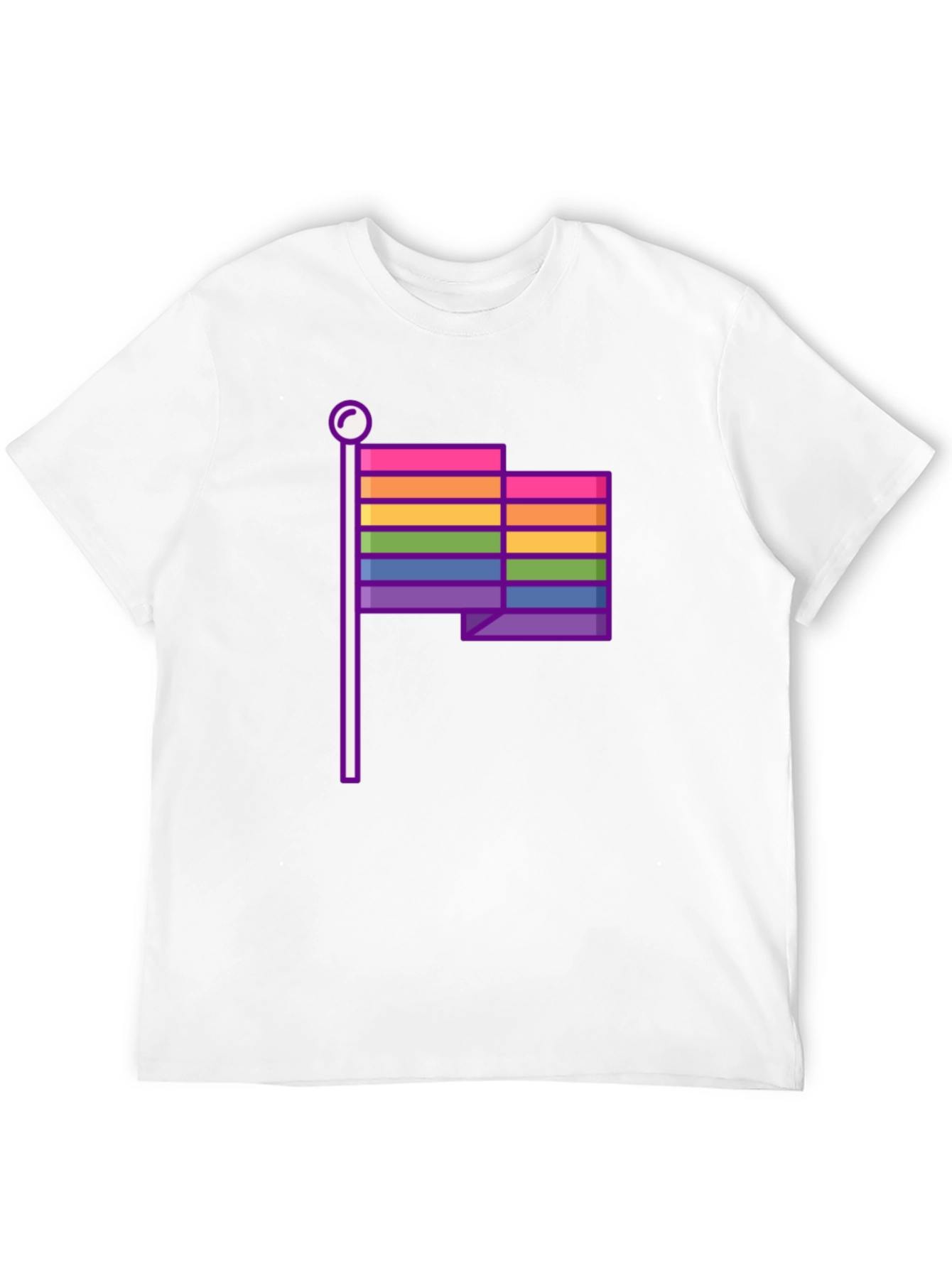Pride Flag Graphic Tee - Black Cotton Casual T-Shirt