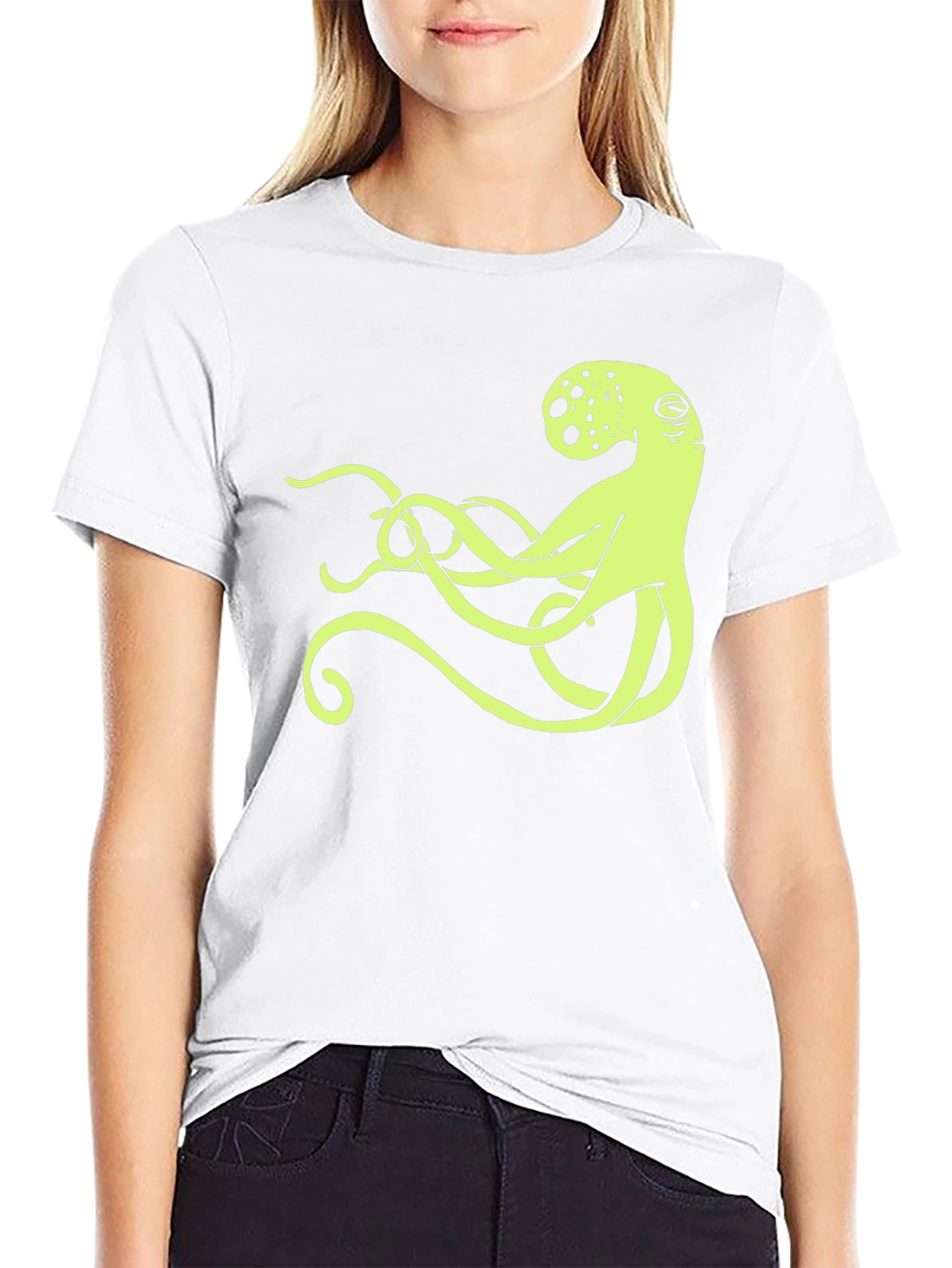 Octopus Graphic Tee - Black Cotton Casual Shirt