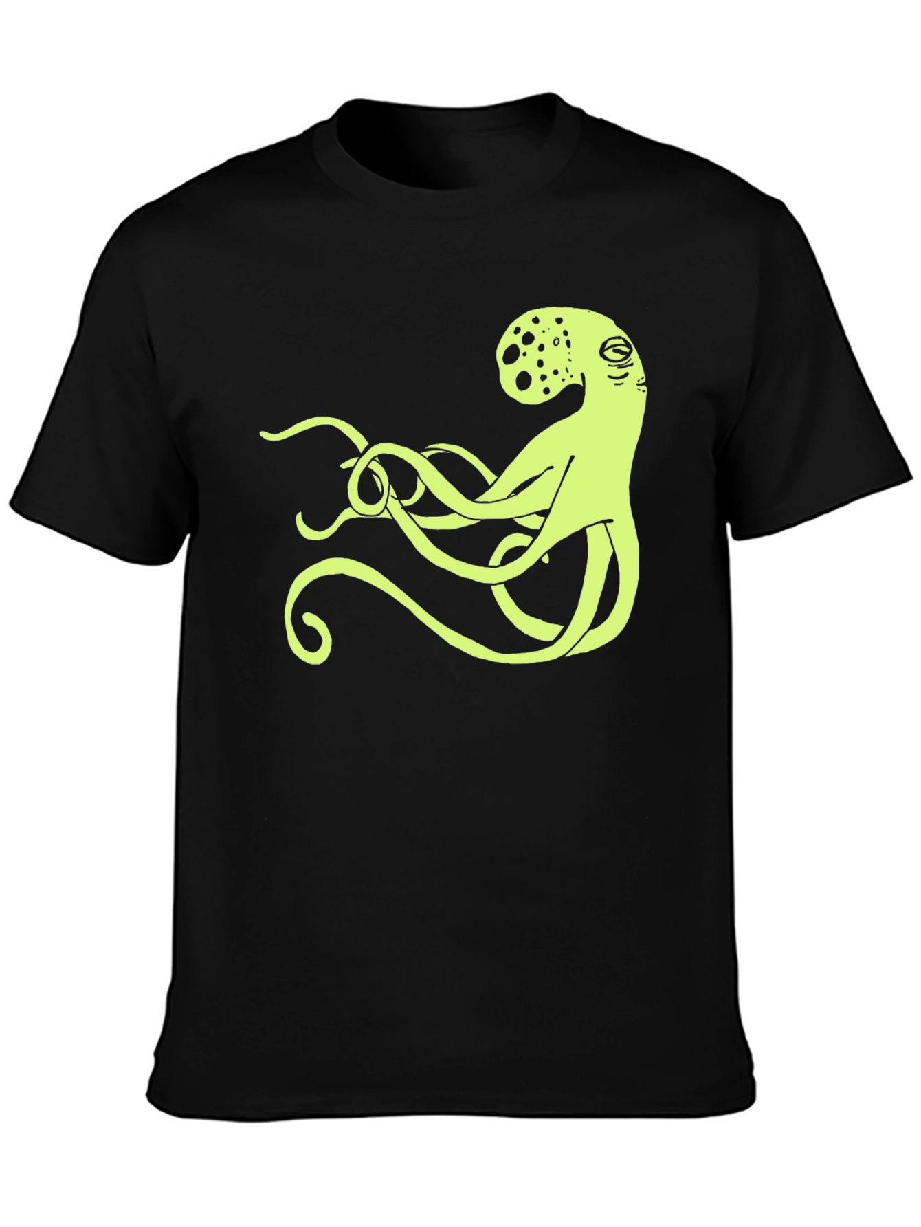 Octopus Graphic Tee - Black Cotton Casual Shirt
