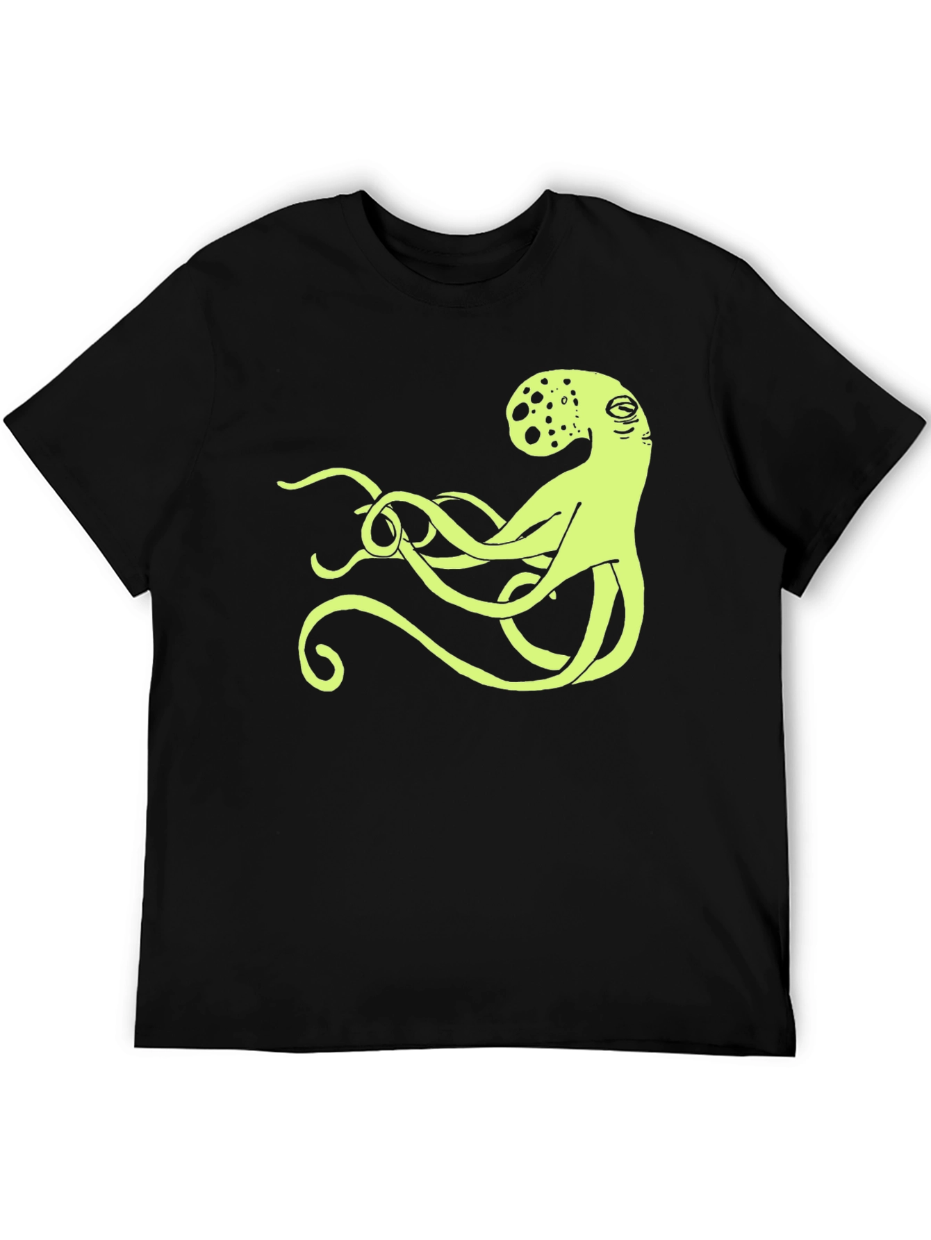 Octopus Graphic Tee - Black Cotton Casual Shirt