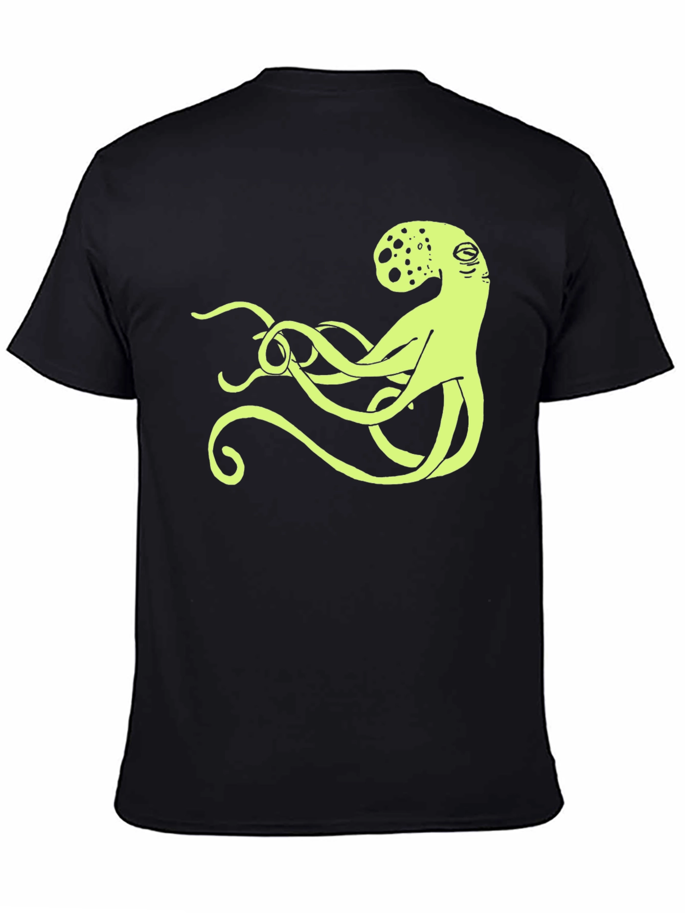 Octopus Graphic Tee - Black Cotton Casual Shirt