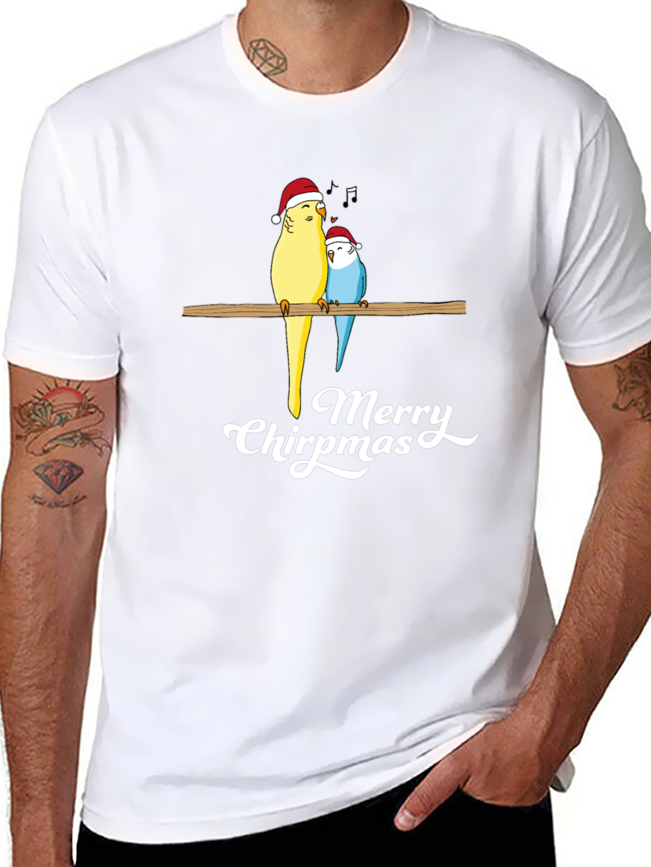 Merry Chirpmas Parrot Graphic Tee