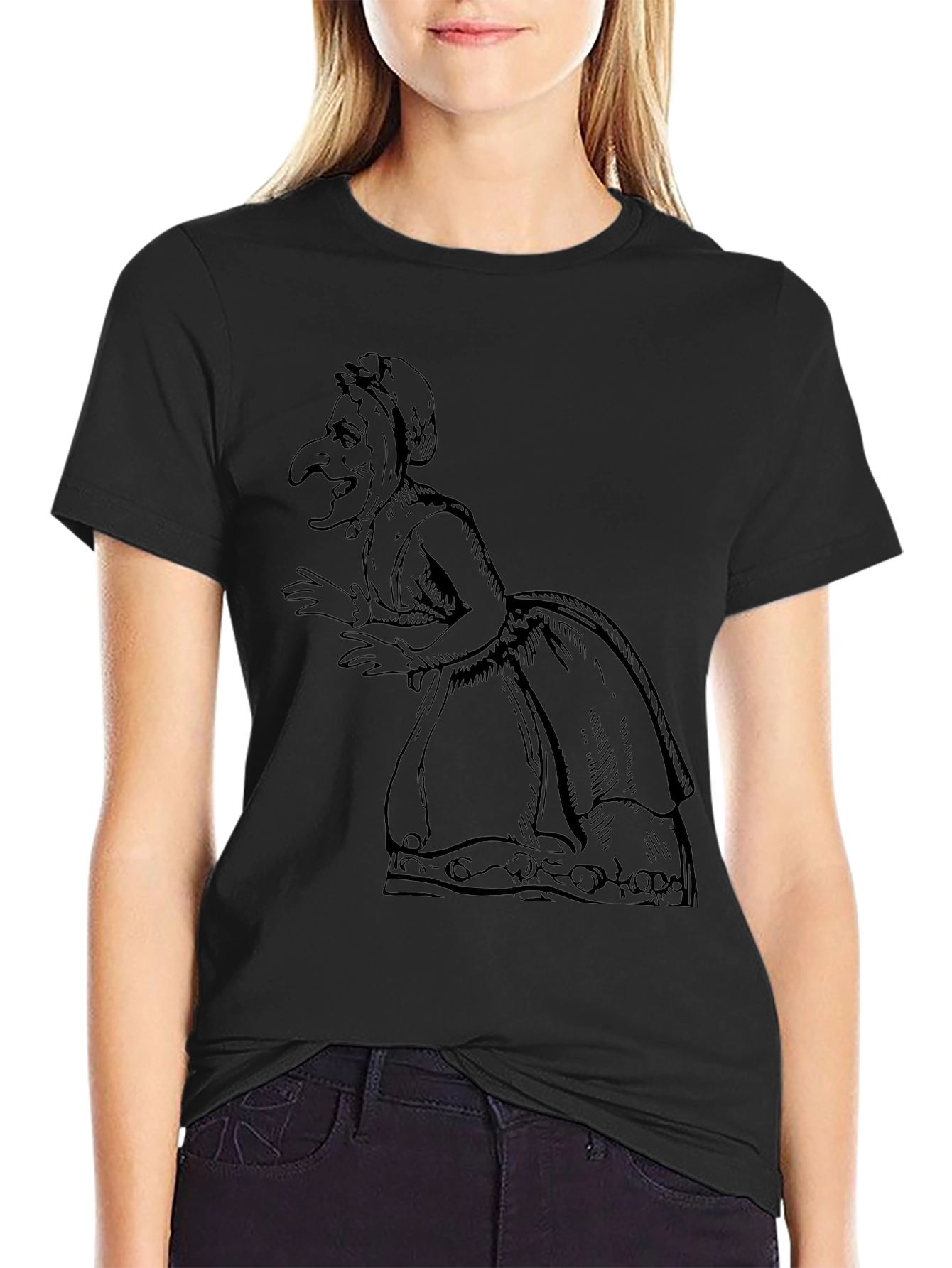 Wicked Witch Graphic Tee - Black Cotton Casual Shirt