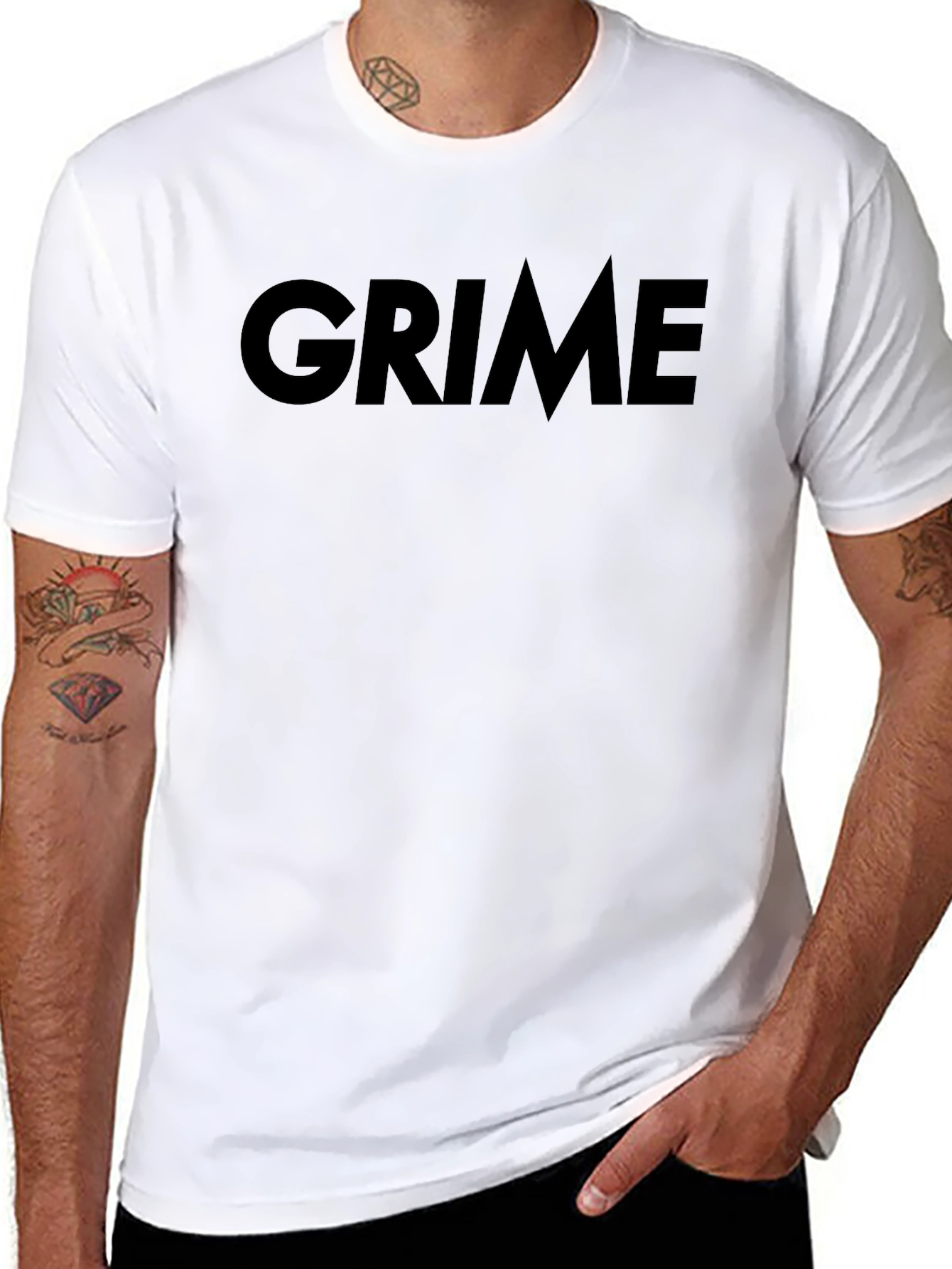 Grime Text Graphic Tee - Casual Style