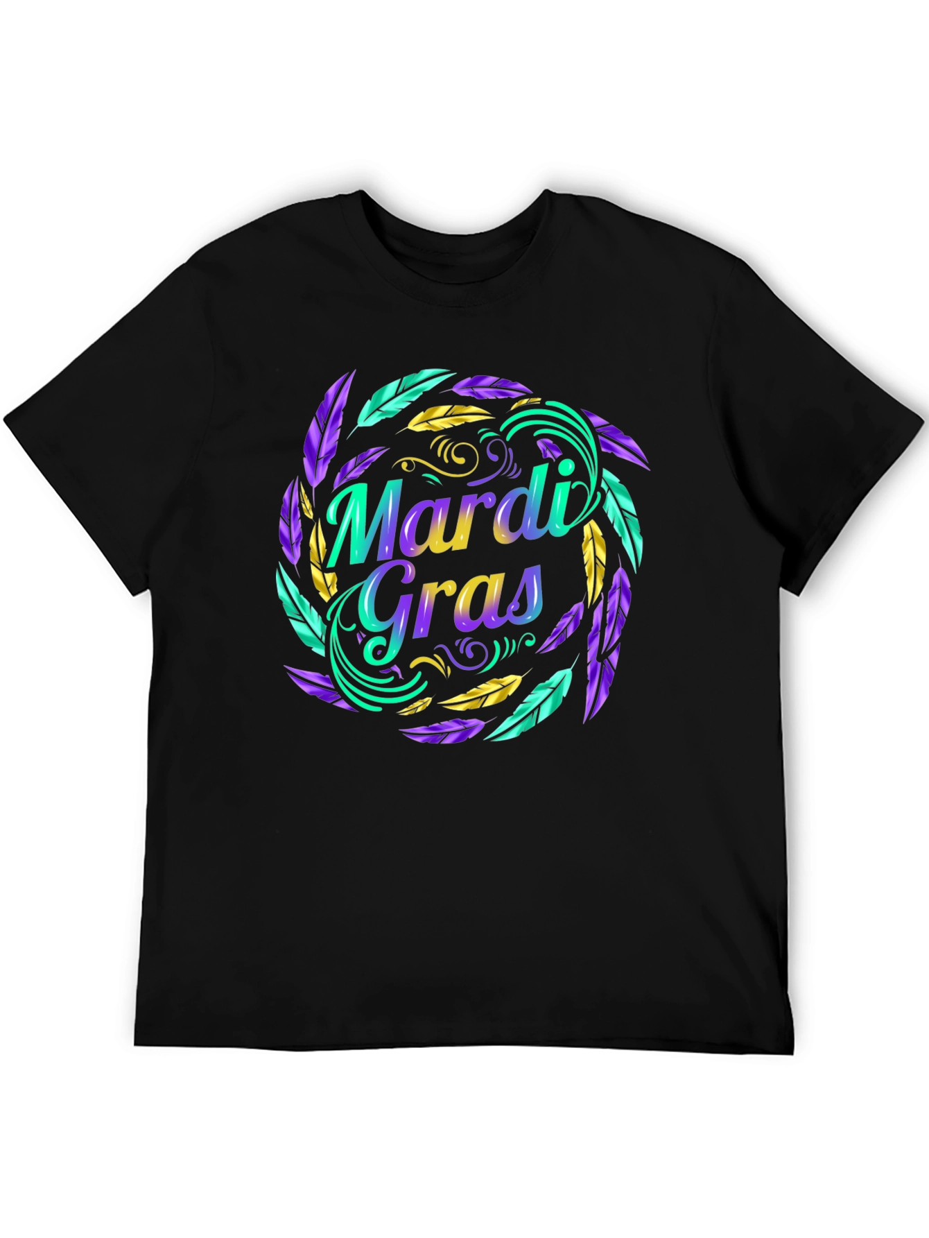 Mardi Gras Feather Graphic T-Shirt