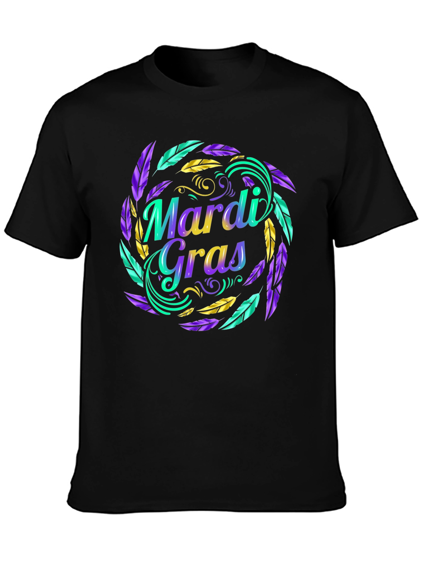 Mardi Gras Feather Graphic T-Shirt