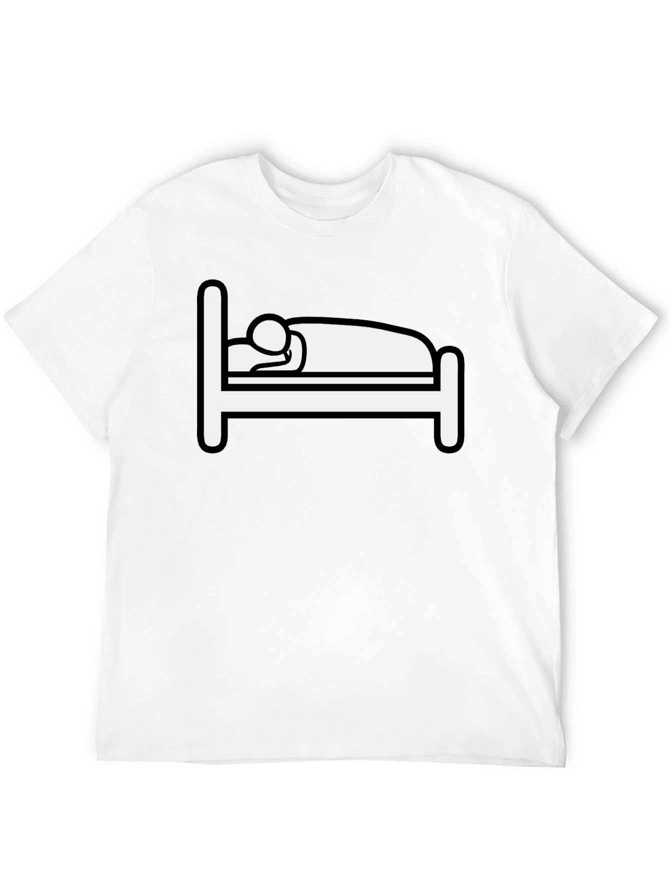 Funny Sleepy Stick Figure Bed Graphic T-Shirt