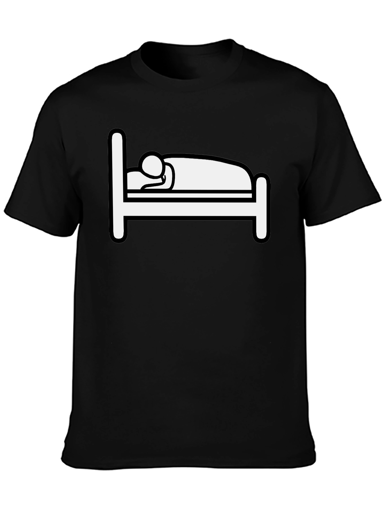 Funny Sleepy Stick Figure Bed Graphic T-Shirt