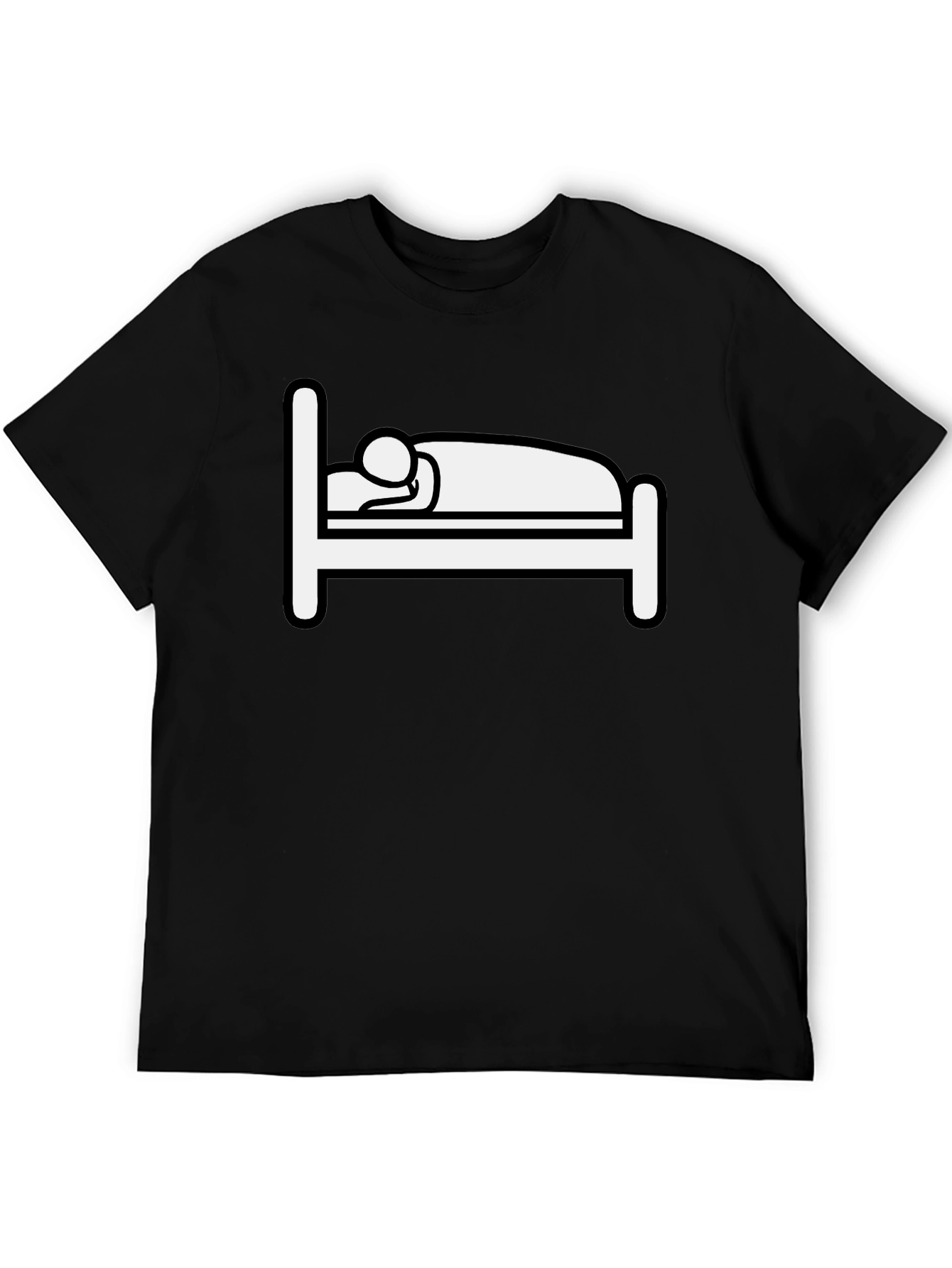 Funny Sleepy Stick Figure Bed Graphic T-Shirt