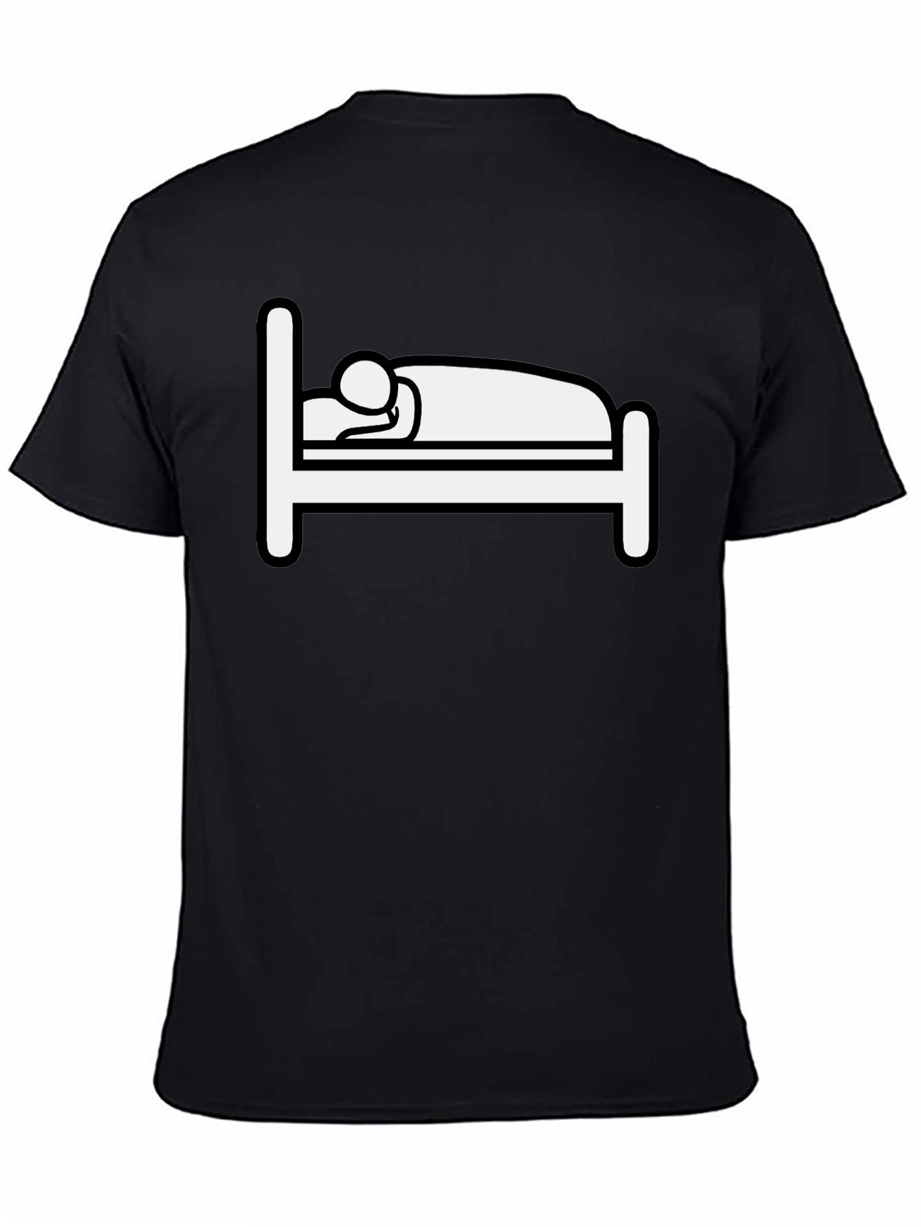 Funny Sleepy Stick Figure Bed Graphic T-Shirt