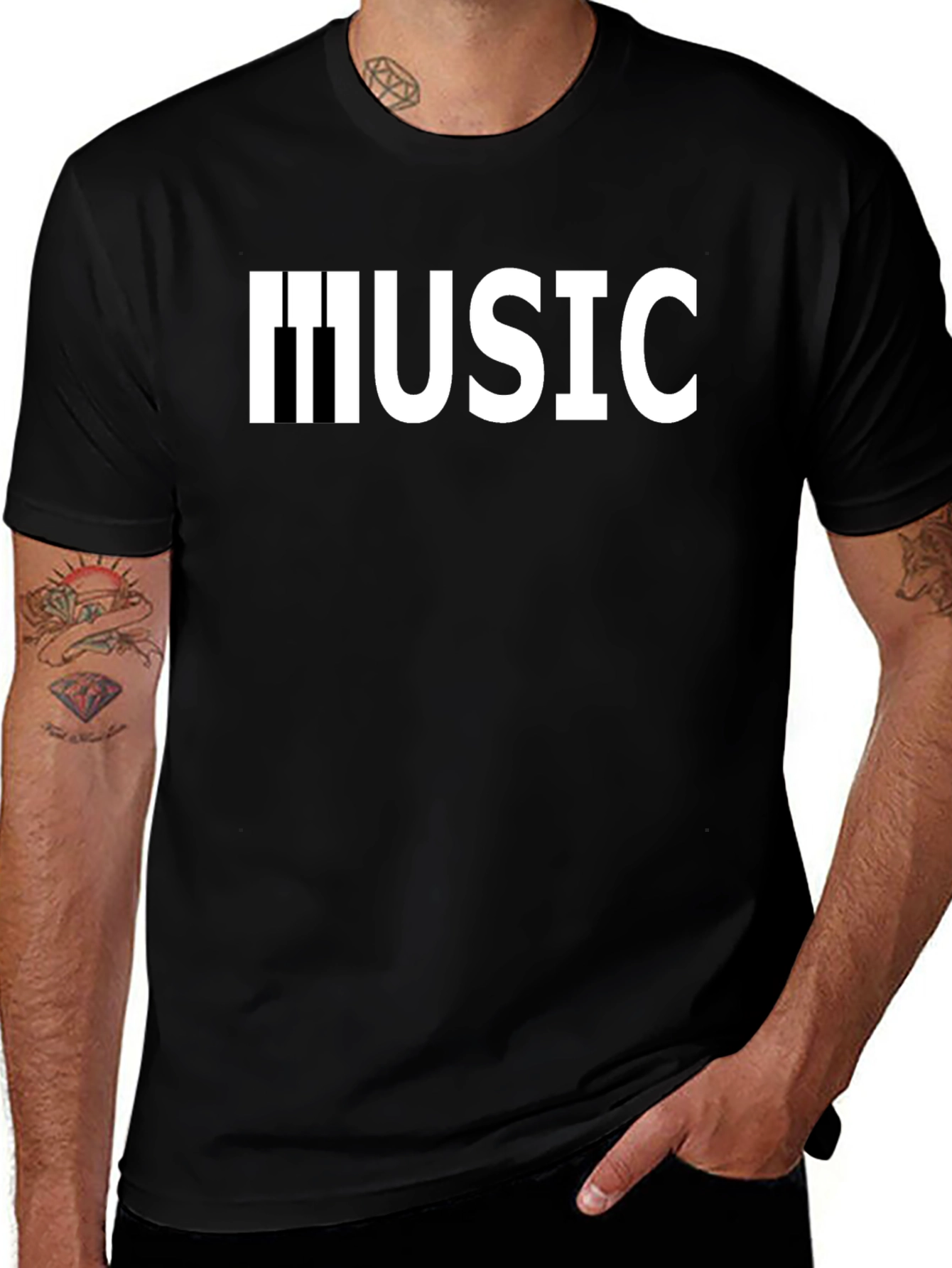 Music Keyboard T-Shirt - Black Graphic Tee