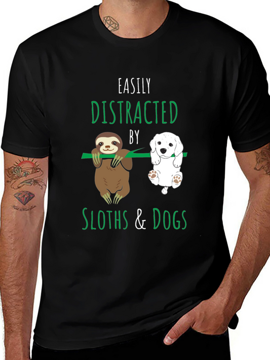 Easily Distracted By Sloths & Dogs T-Shirt