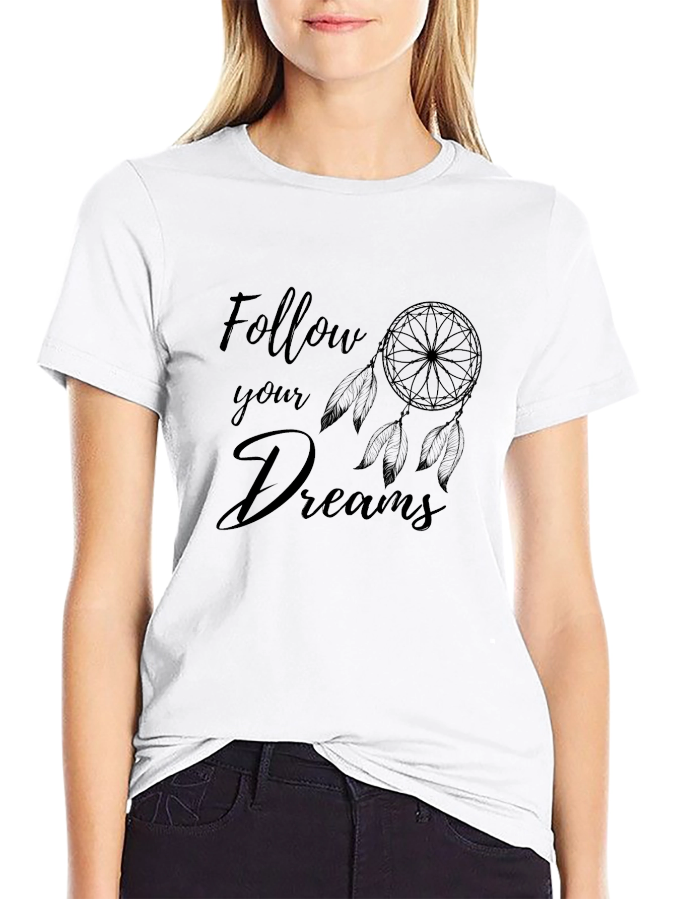 Follow Your Dreams Black Graphic Tee