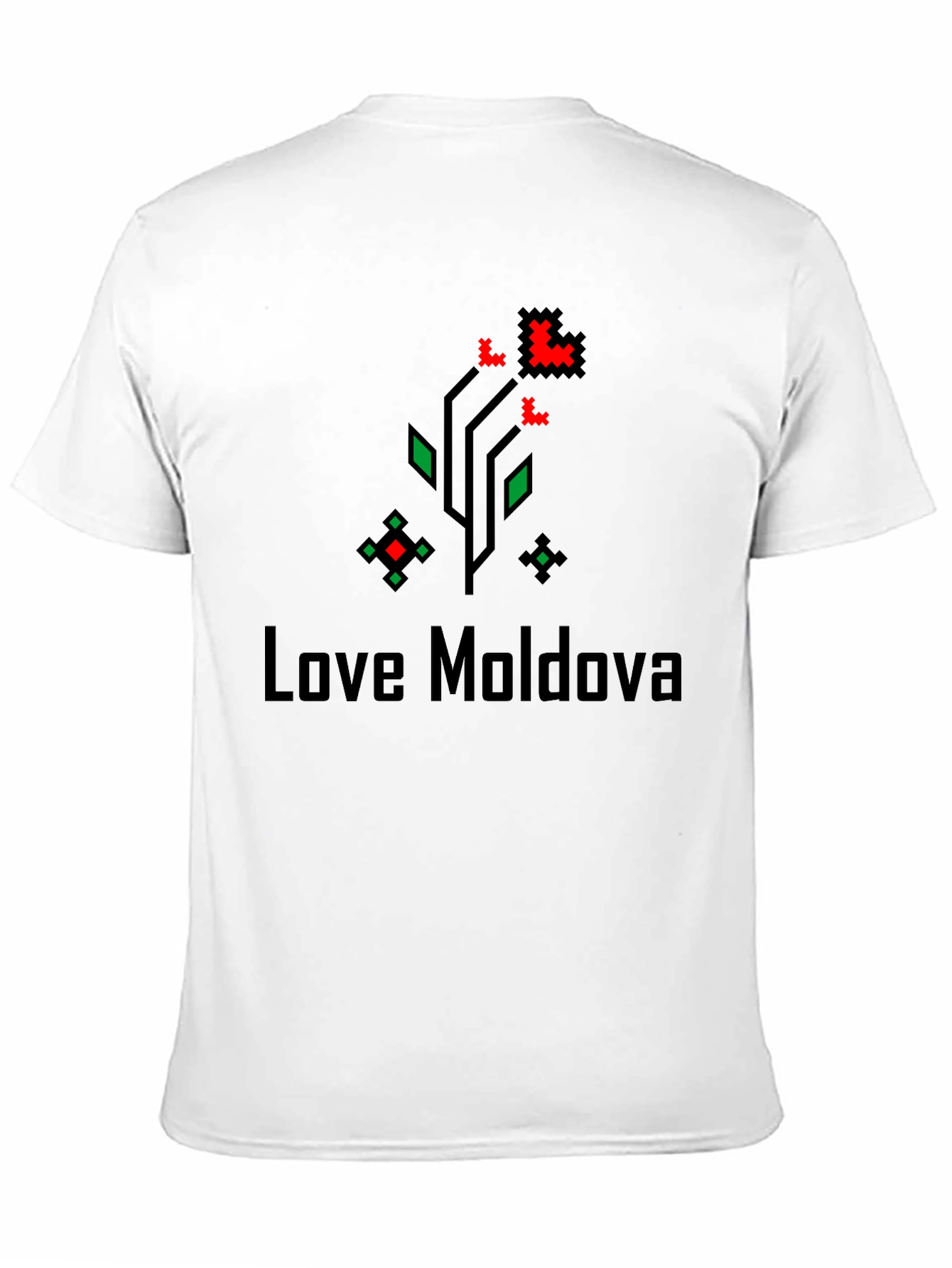 Love Moldova Pixel Art Black T-Shirt