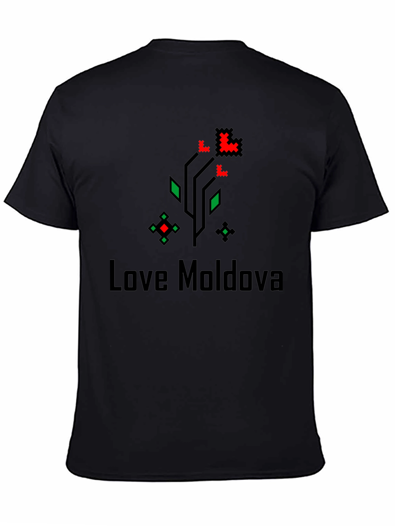 Love Moldova Pixel Art Black T-Shirt