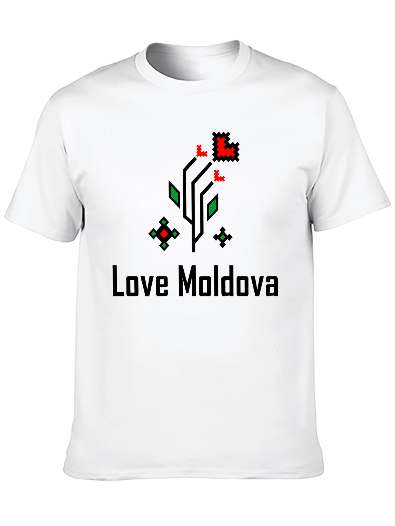 Love Moldova Pixel Art Black T-Shirt