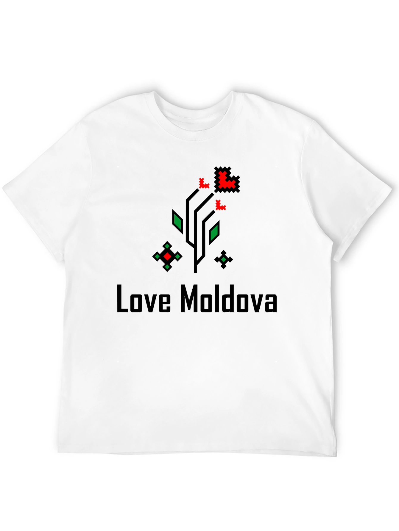Love Moldova Pixel Art Black T-Shirt
