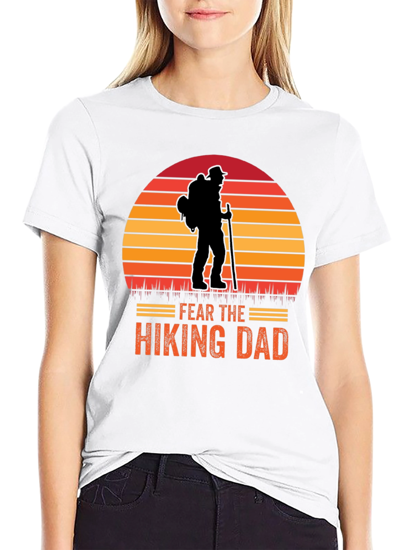 Hiking Dad T-Shirt - Sunset Silhouette Graphic