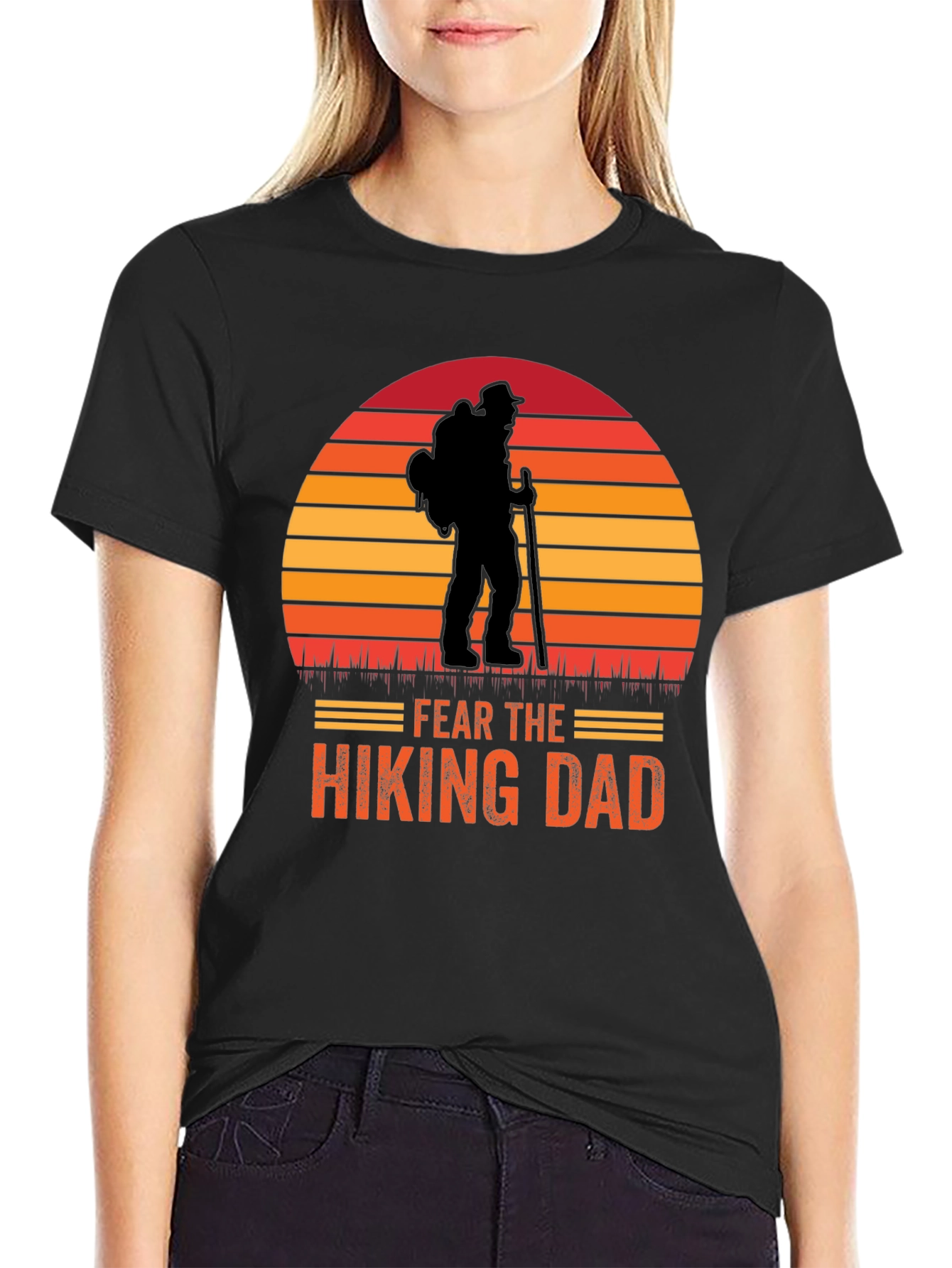 Hiking Dad T-Shirt - Sunset Silhouette Graphic