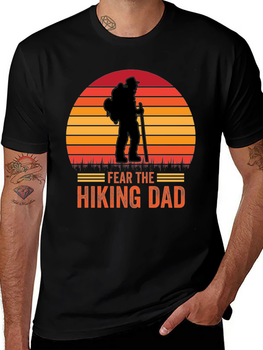 Hiking Dad T-Shirt - Sunset Silhouette Graphic
