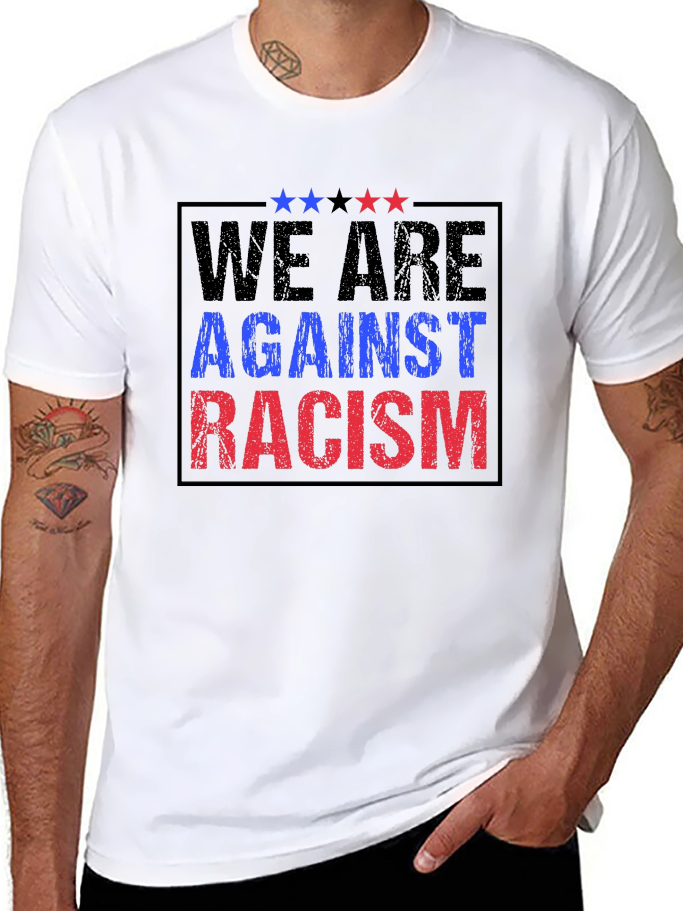 We Are Against Racism Graphic T-Shirt