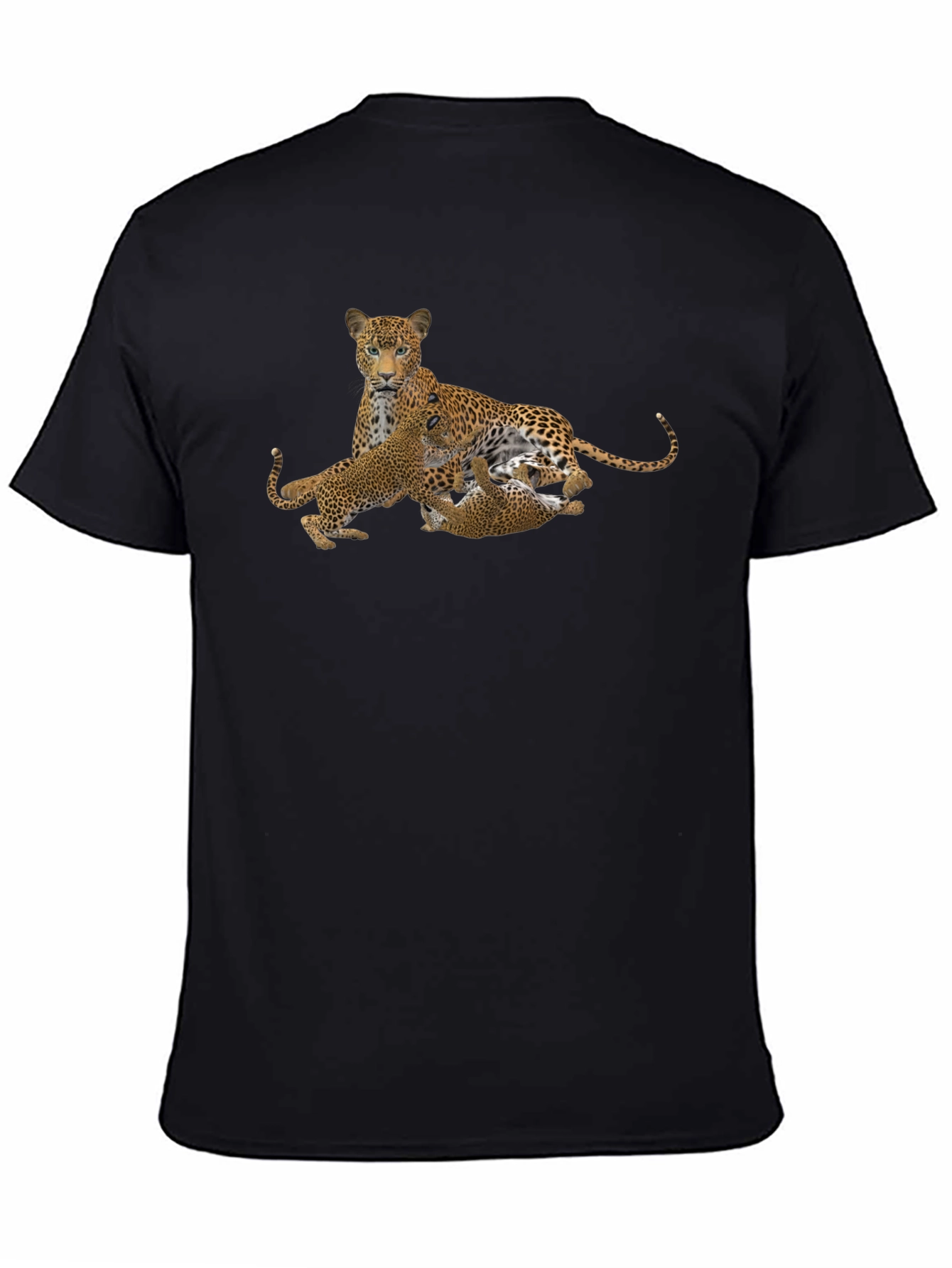 Leopard Family Graphic Tee - Black Cotton Comfort